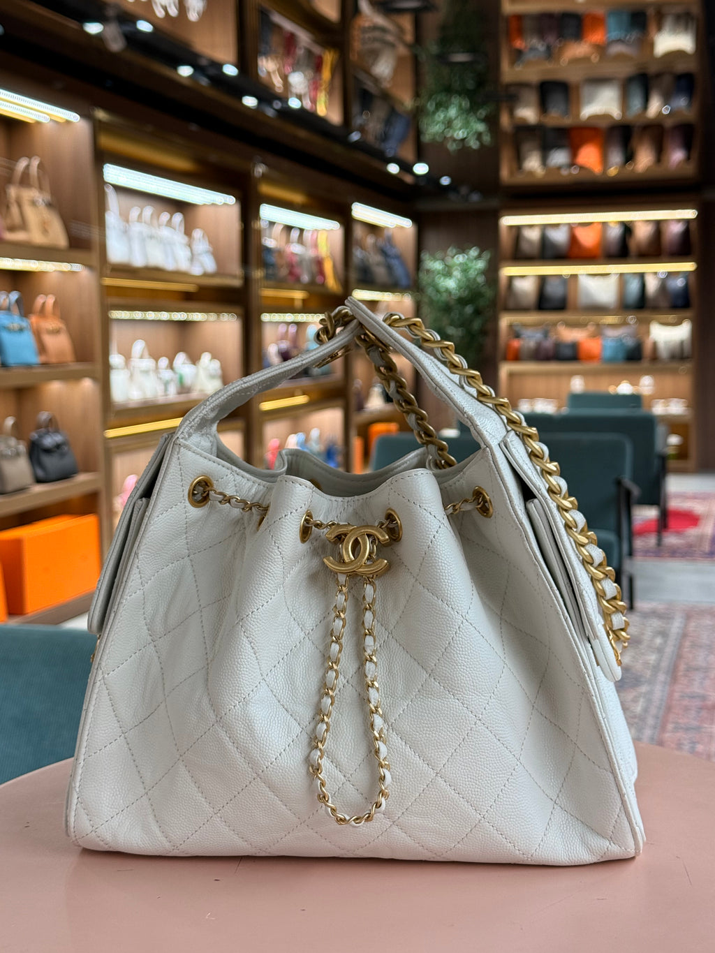 Chanel | Coco Handle (Small) – Caviar Leather – White – Gold Hardware