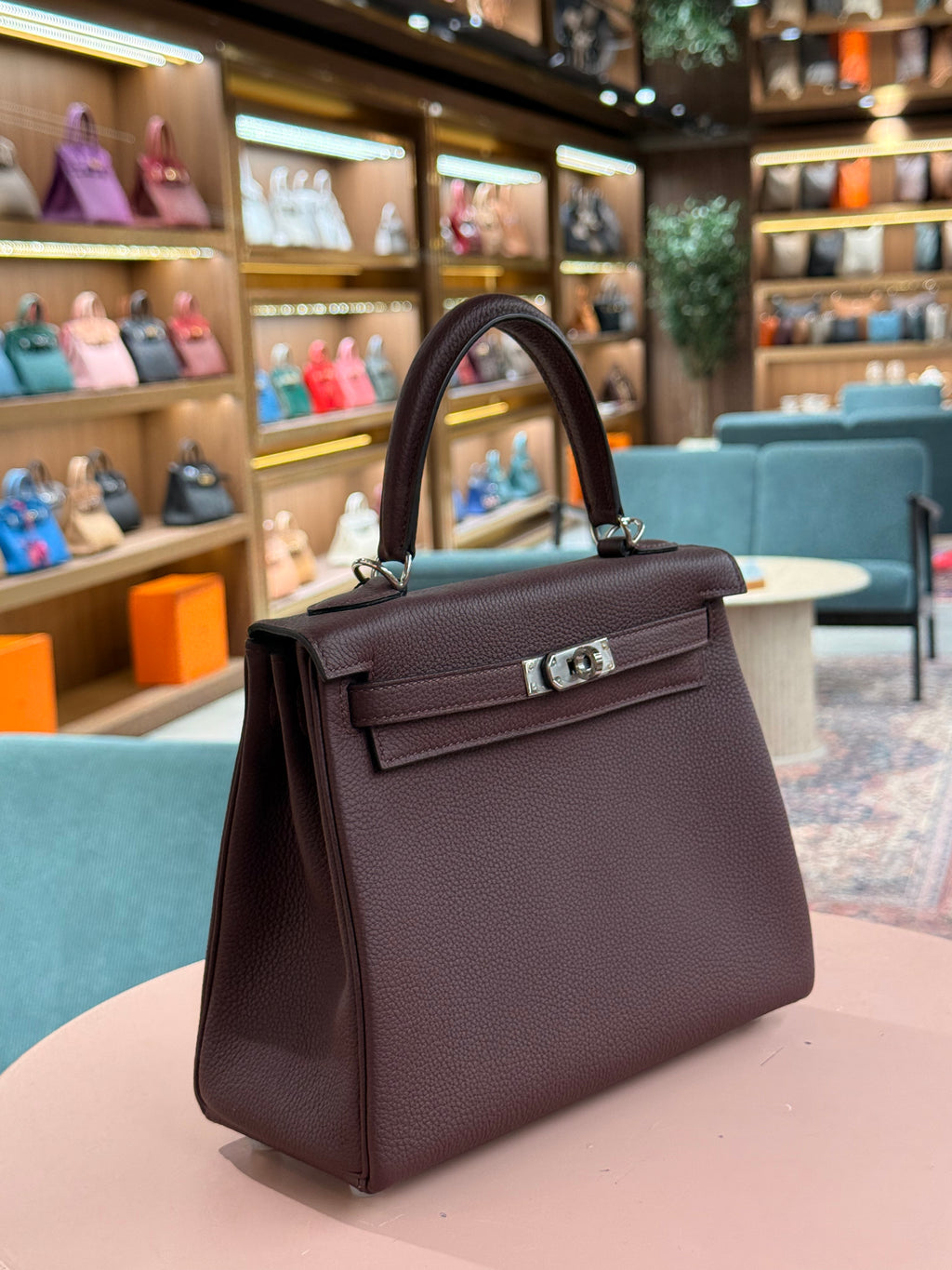 Hermes | Kelly (25) – Togo – Bordeaux – Palladium Hardware