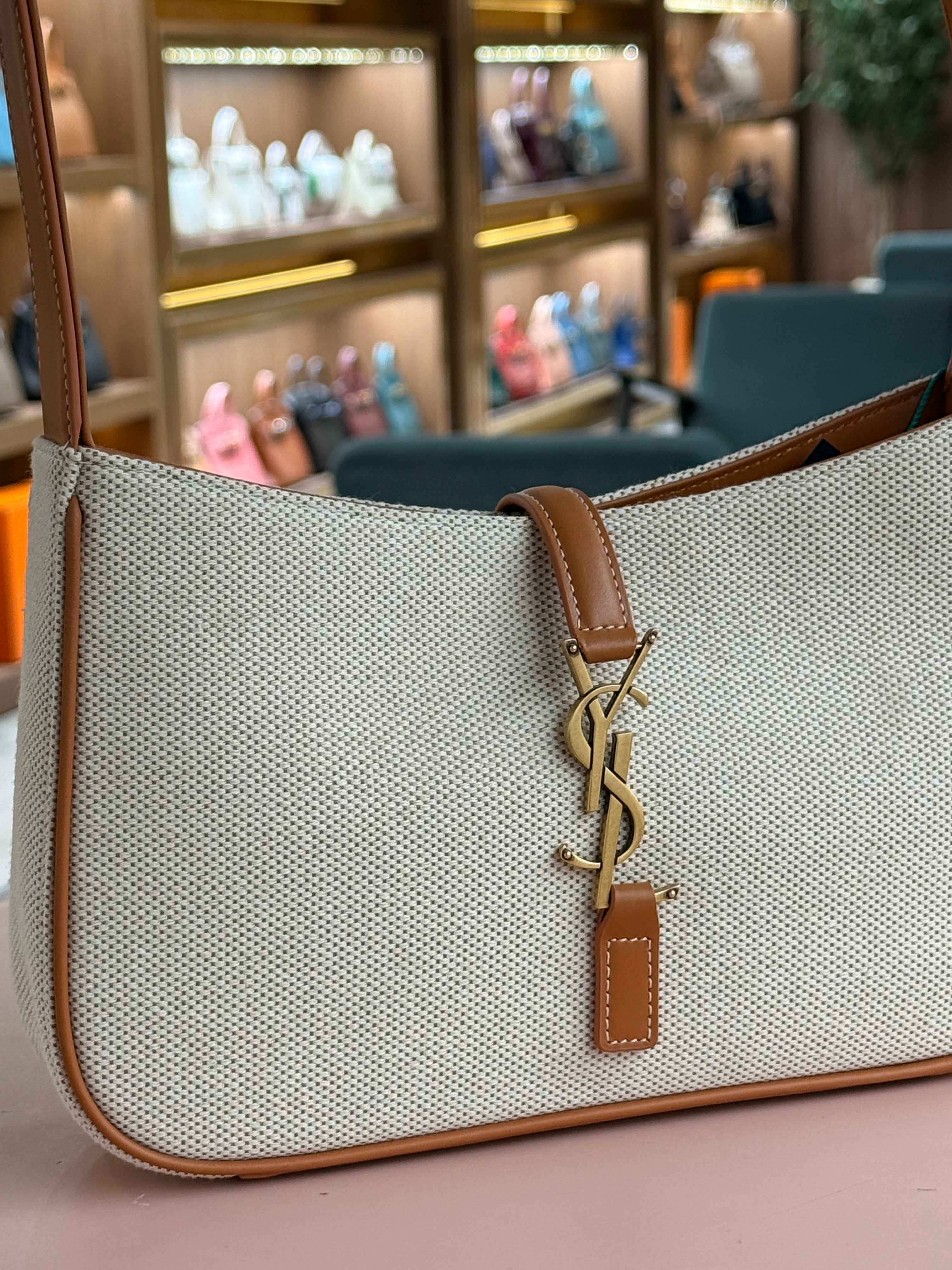 YSL | 5-to-7 Hobo – Canvas – Cream – Gold Hardware