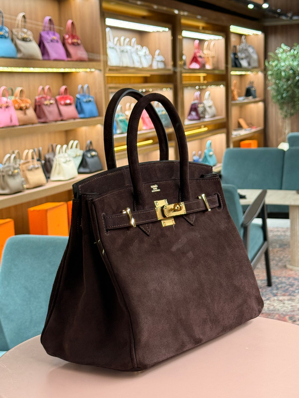 Hermes | Birkin (30) – Suede – Brown – Gold Hardware