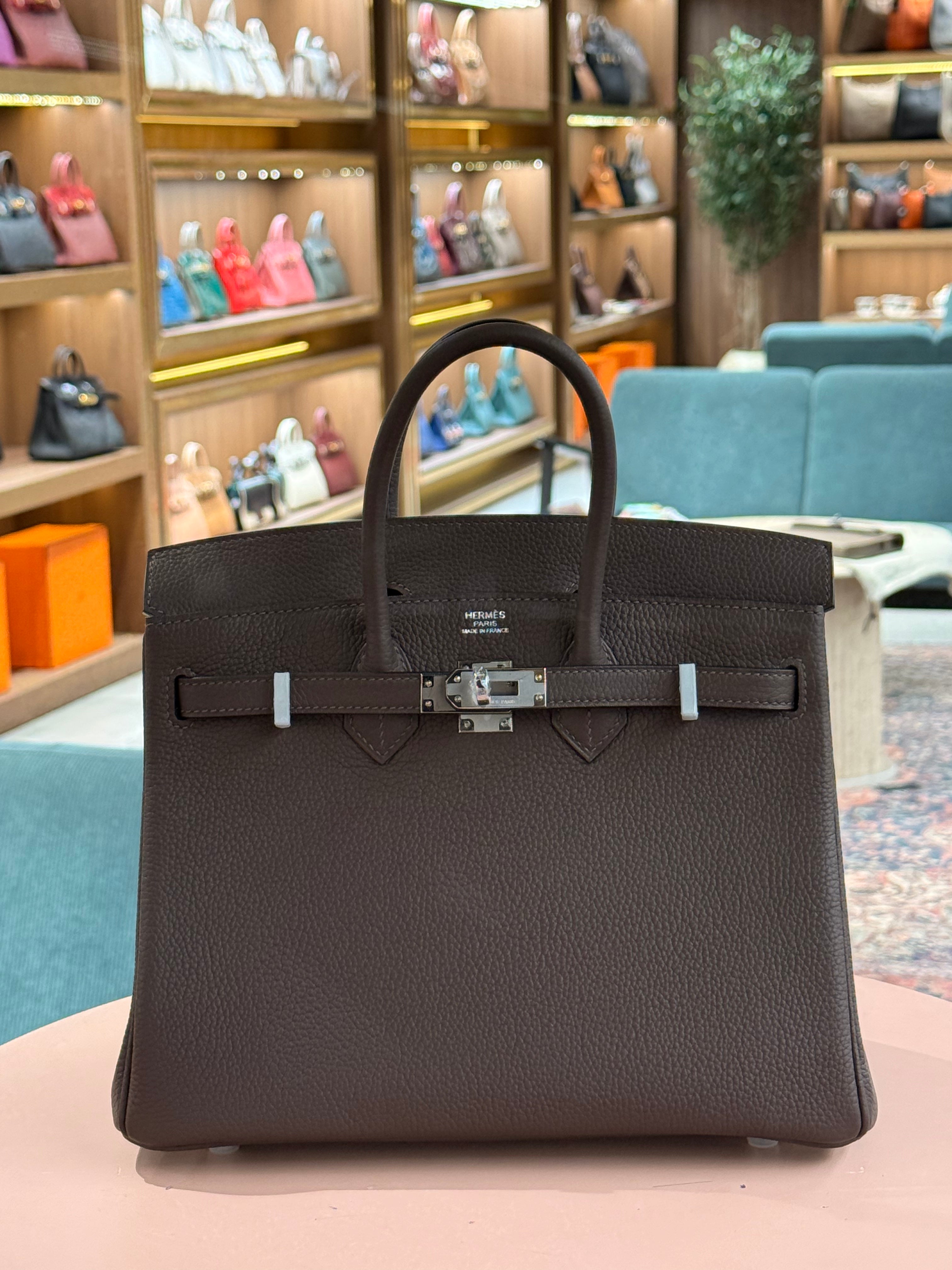 Hermes | Birkin (25) – Togo – Chocolate – Palladium Hardware