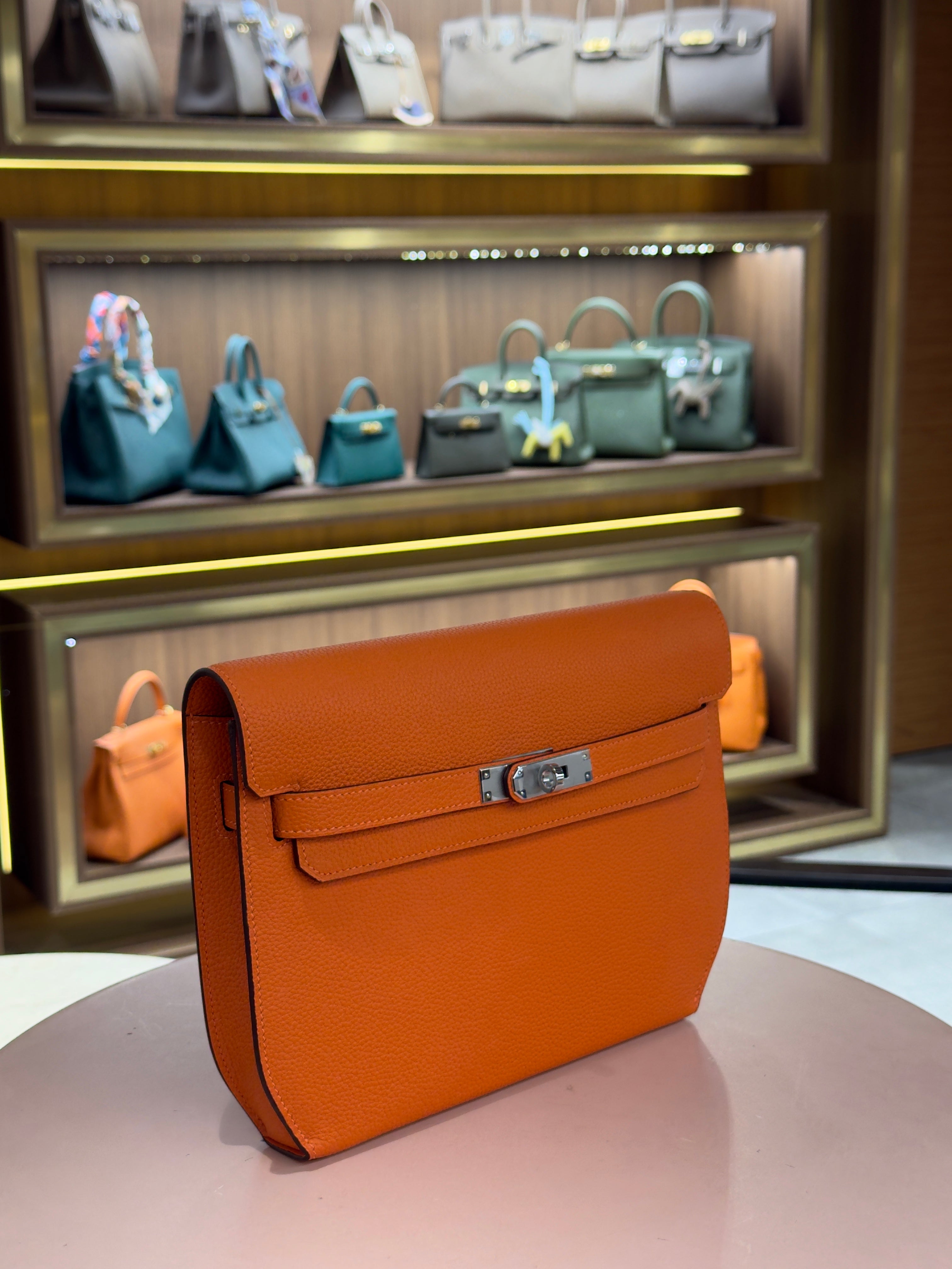 Hermes | Kelly Depeche – Togo – Orange – Palladium Hardware