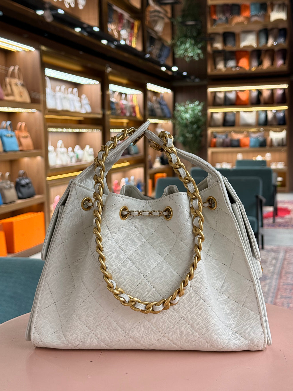 Chanel | Coco Handle (Small) – Caviar Leather – White – Gold Hardware