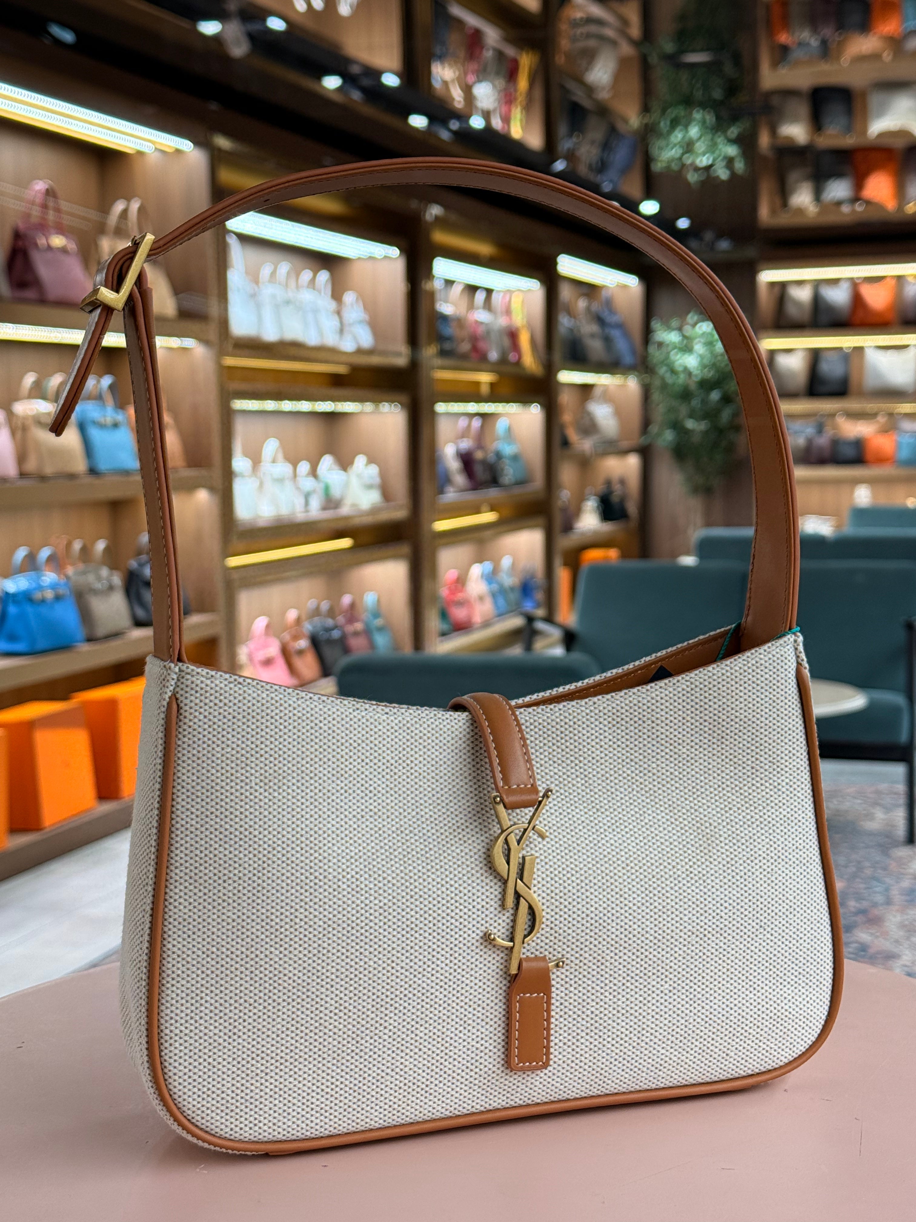 YSL | 5-to-7 Hobo – Canvas – Cream – Gold Hardware