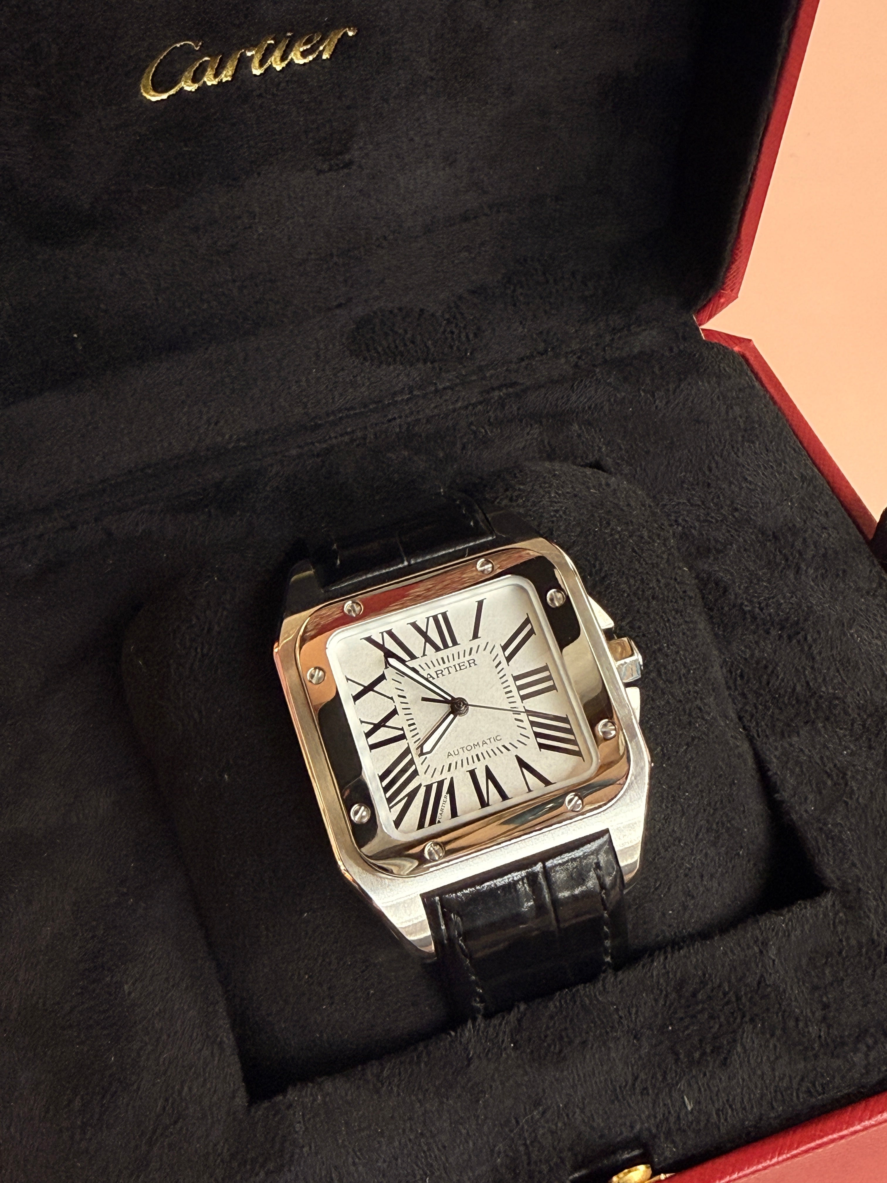 Cartier | Santos Man Watch – Stainless Steel – Silver – Silver Hardware