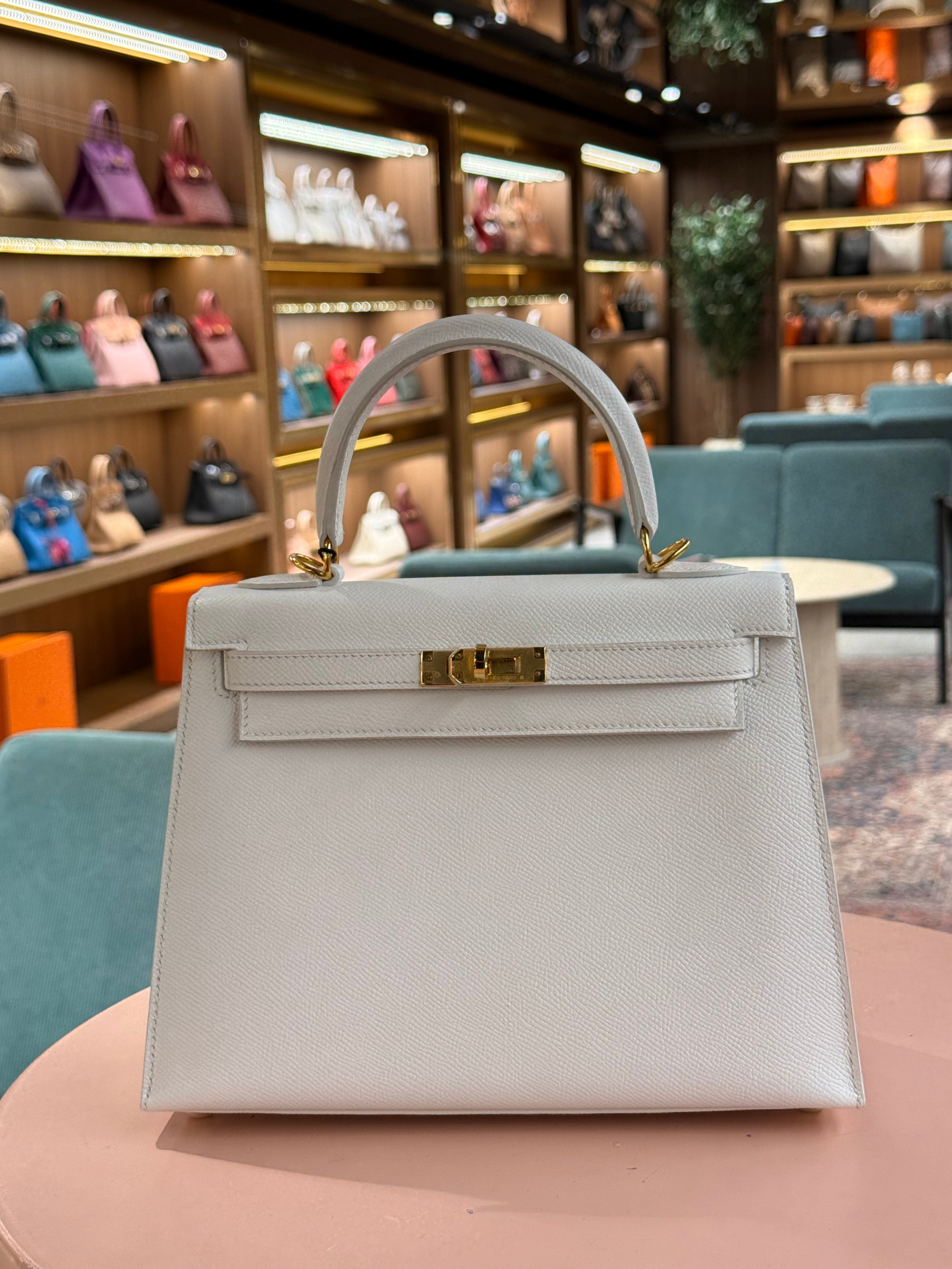 Hermes | Kelly (25) – Epsom – White – Gold Hardware