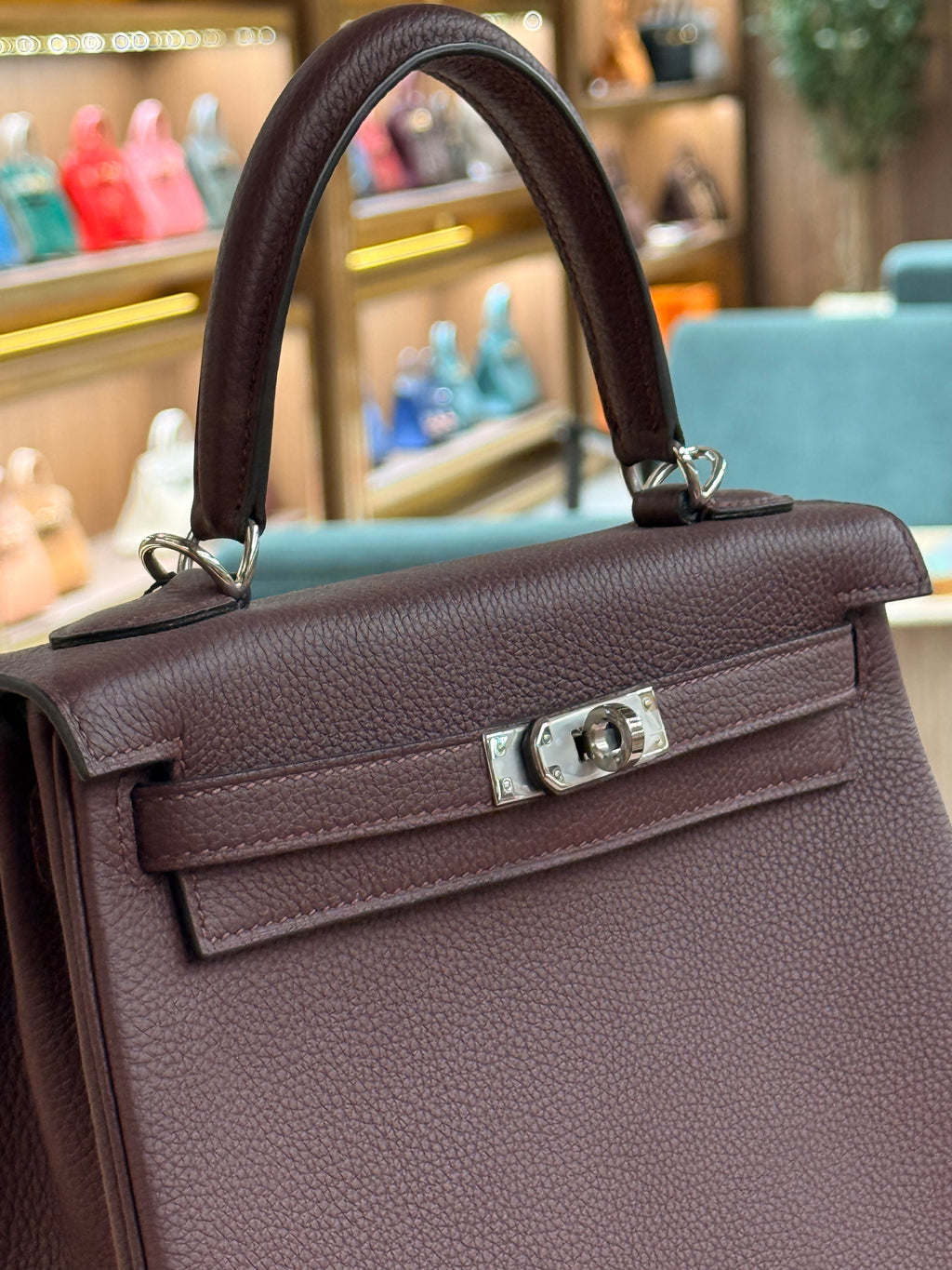 Hermes | Kelly (25) – Togo – Bordeaux – Palladium Hardware
