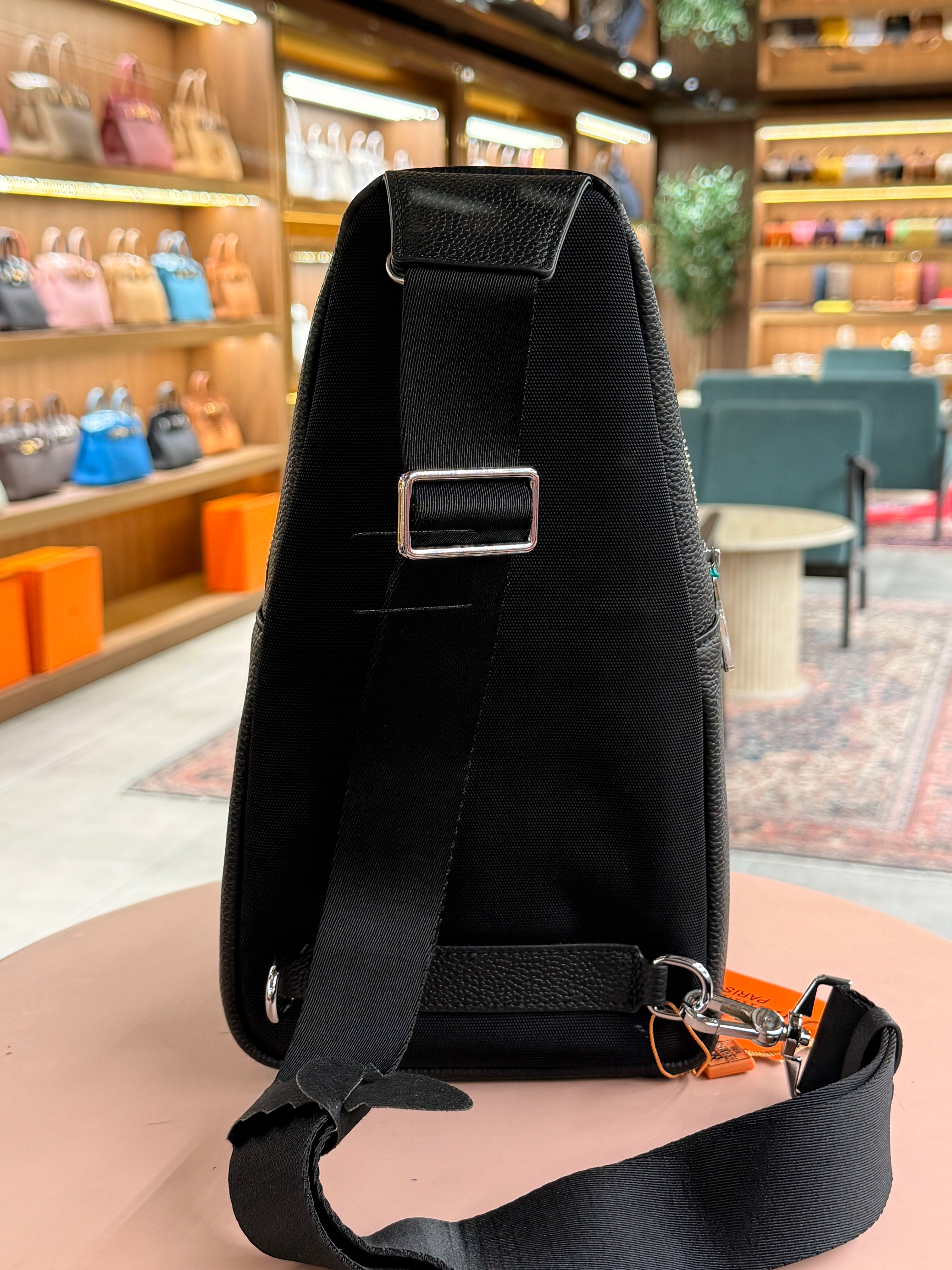 Hermes | Genuine Leather Chest Bag – Leather – Black – Silver Hardware