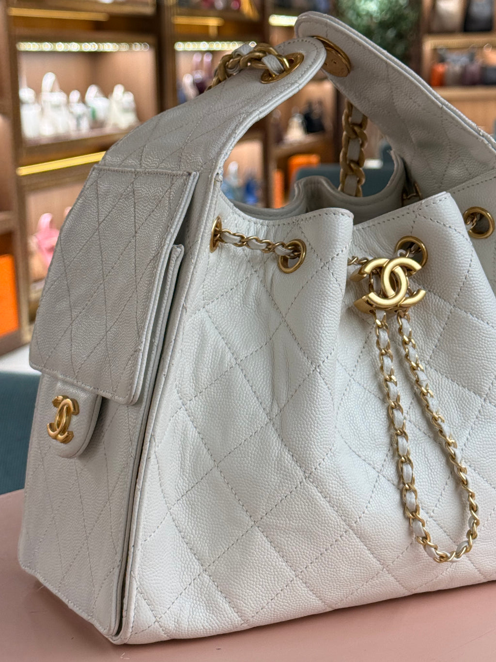 Chanel | Coco Handle (Small) – Caviar Leather – White – Gold Hardware