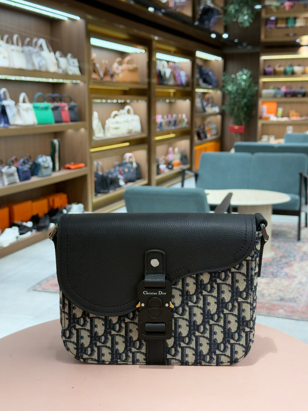 Dior | Saddle Messenger Bag (20) – Canvas – Navy Blue – Gold Hardware