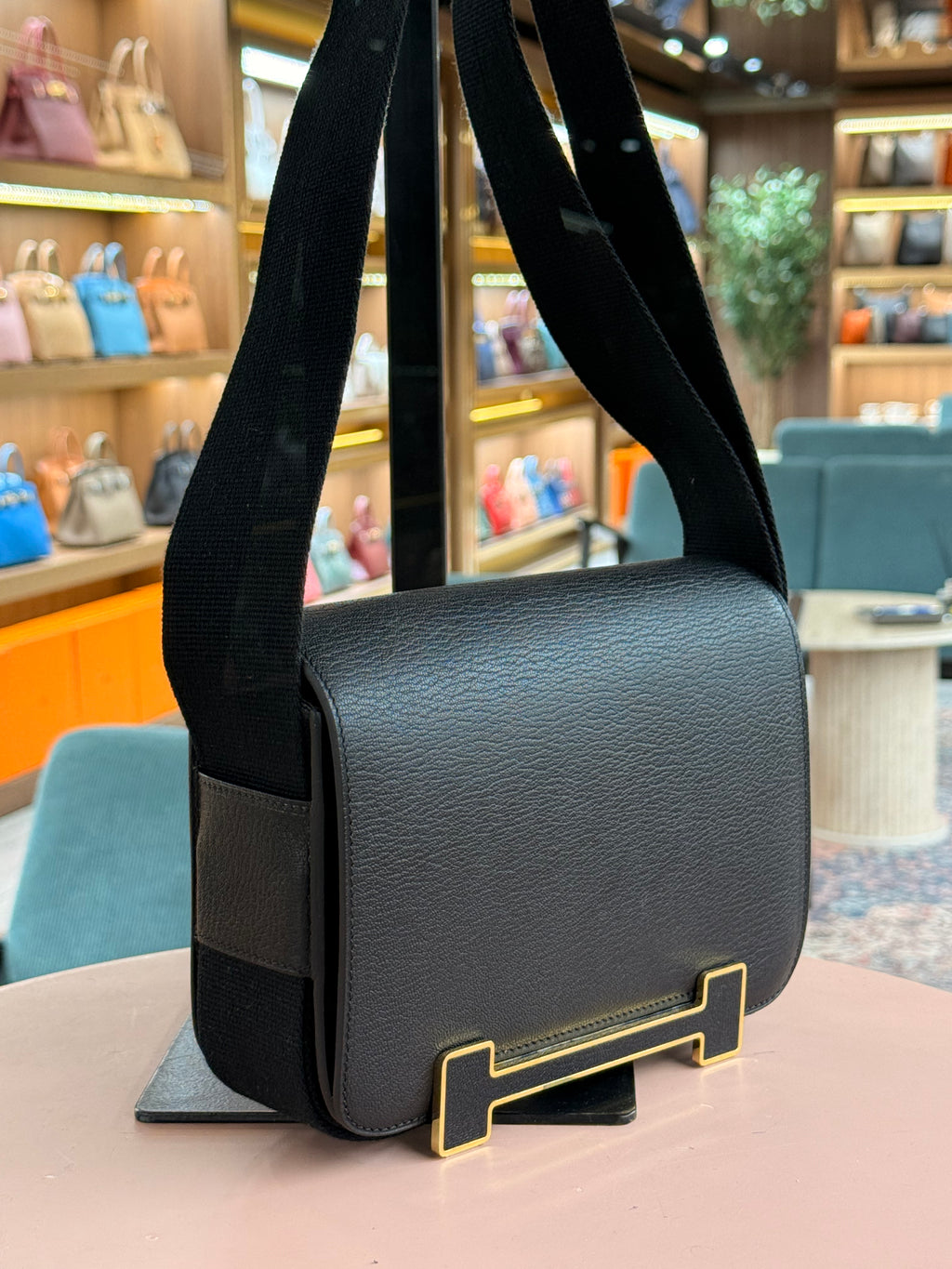 Hermes | Herbag Geta – Leather – Black – Gold Hardware