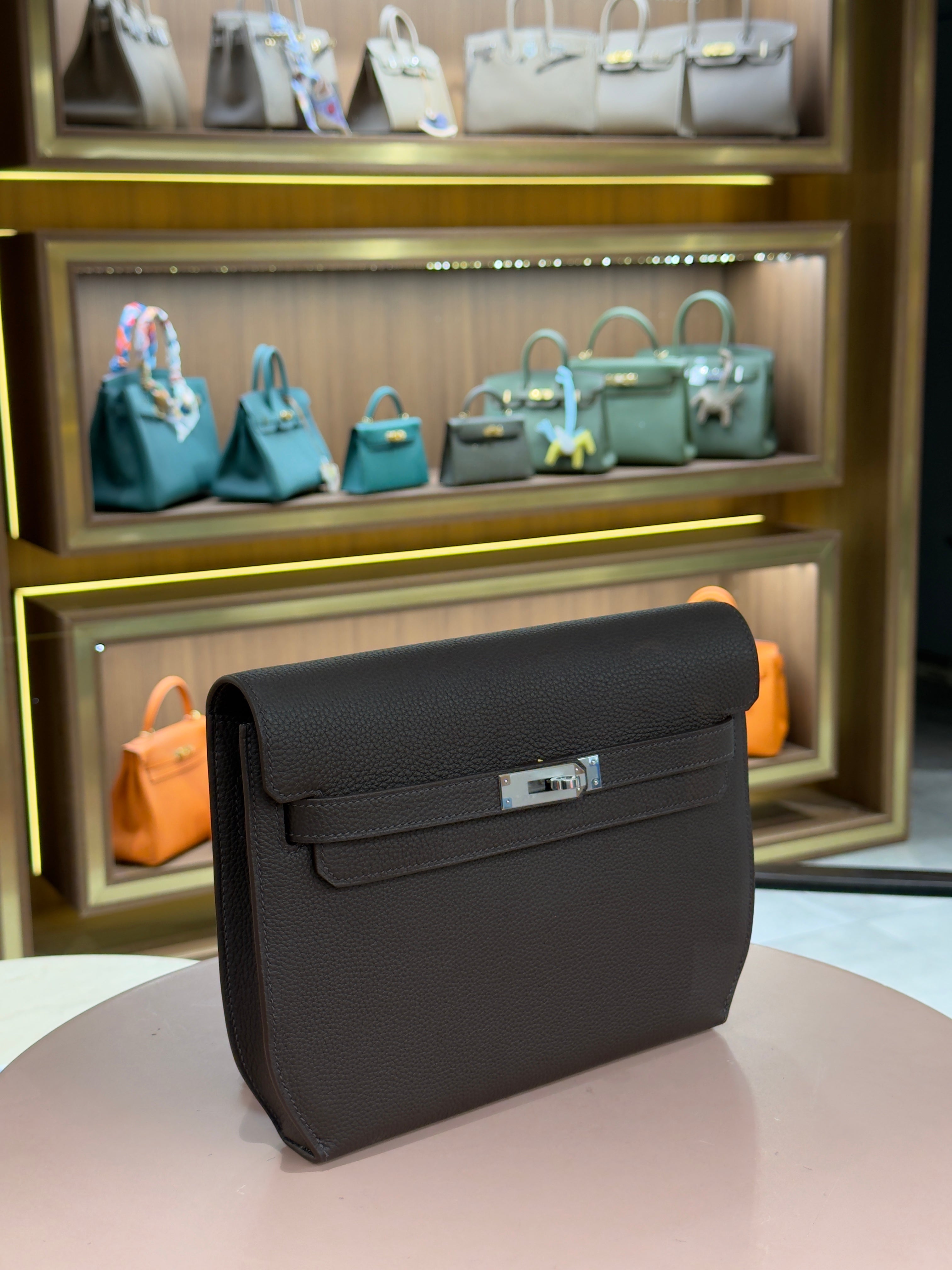 Hermes | Kelly Depeche – Togo – Noir – Palladium Hardware