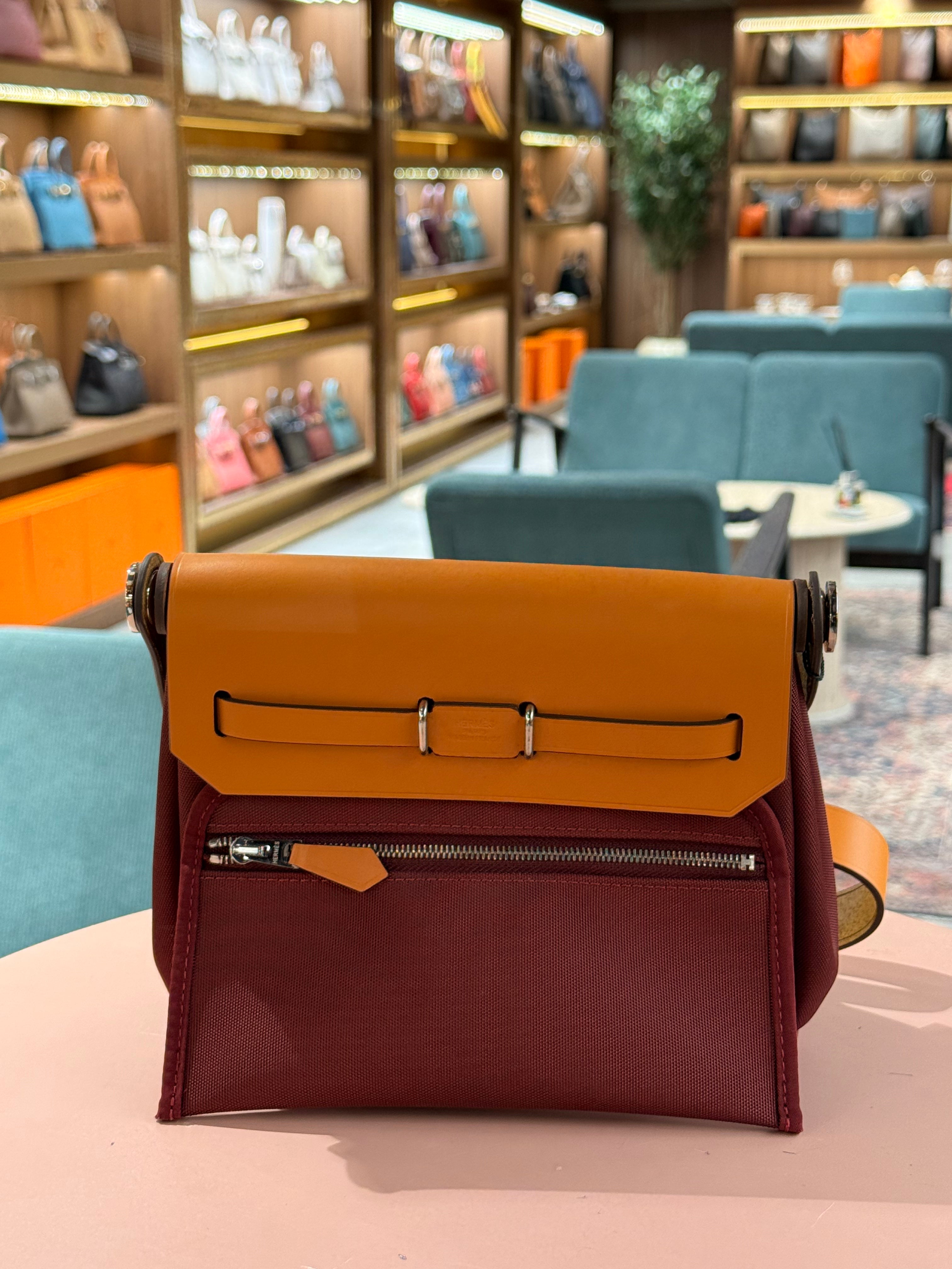 Hermes | Herbag (Mini) – Canvas – Rouge H/Jaune – Silver Hardware