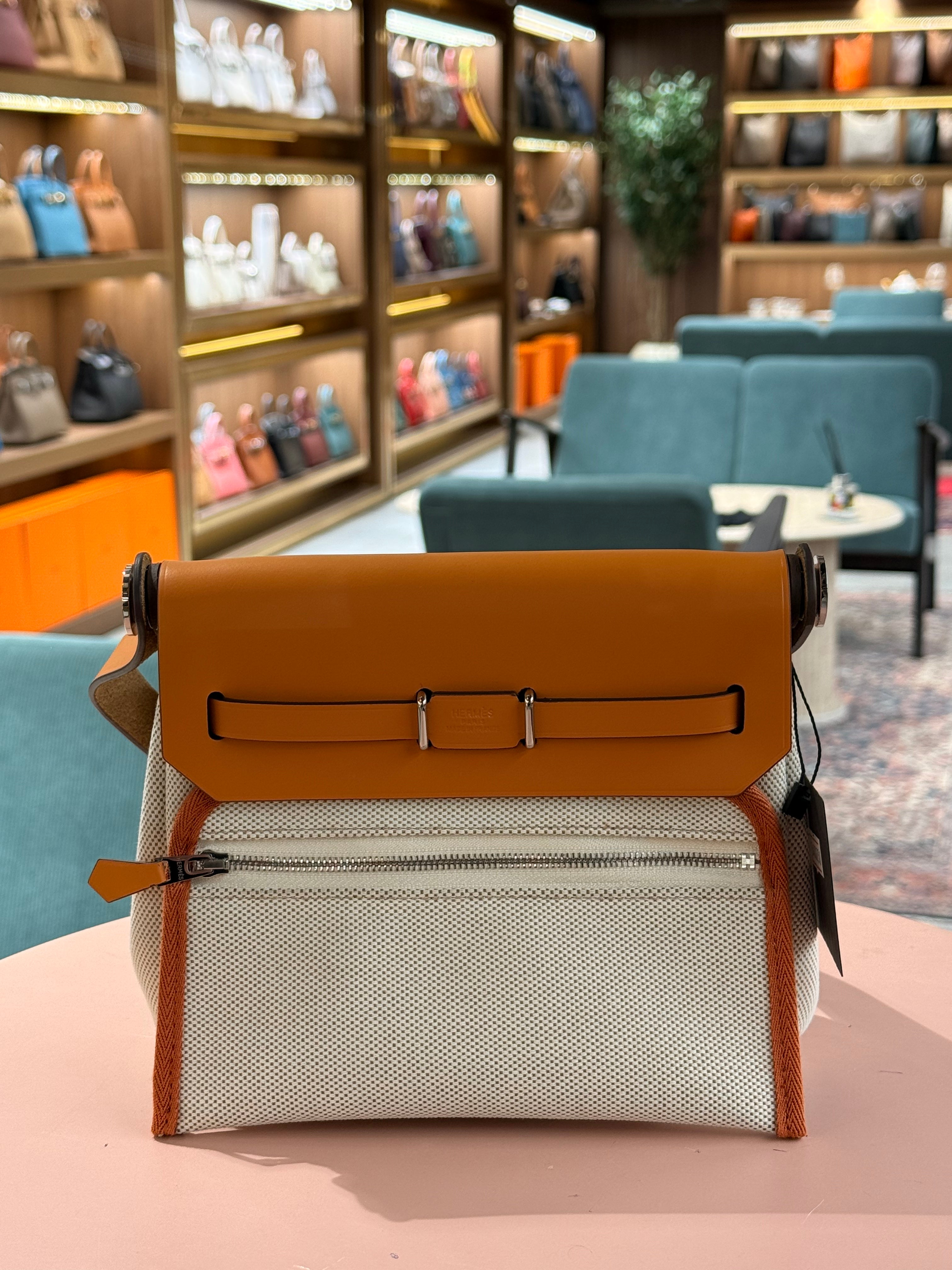 Hermes | Herbag (Mini) – Canvas – Cream – Silver Hardware