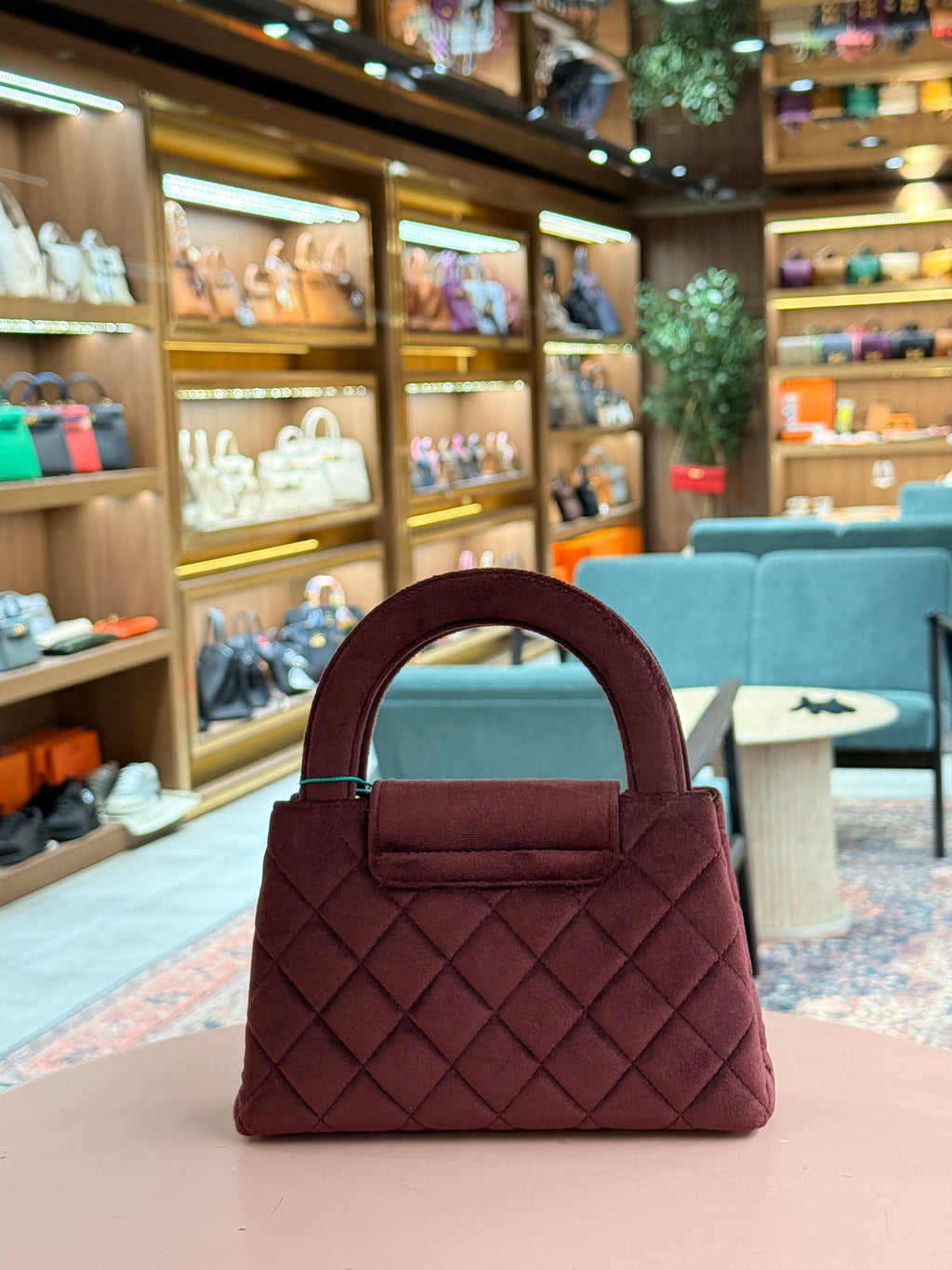 Chanel | Coco Handle Bag – Suede – Burgundy – Gold Hardware