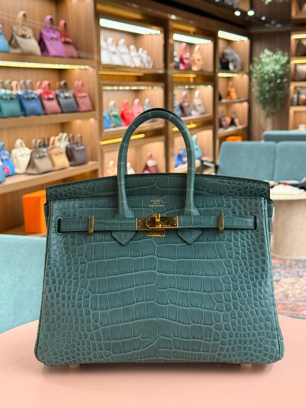 Hermes | Birkin (25) – Crocodile – Bleu Brume – Gold Hardware