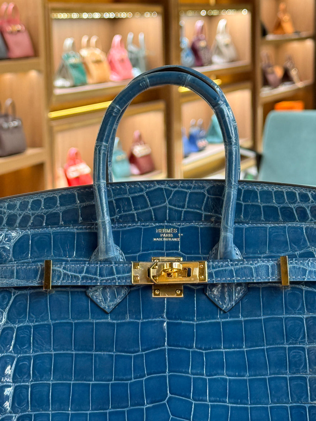 Hermes | Birkin (25) – Crocodile – Bleu Brume – Gold Hardware
