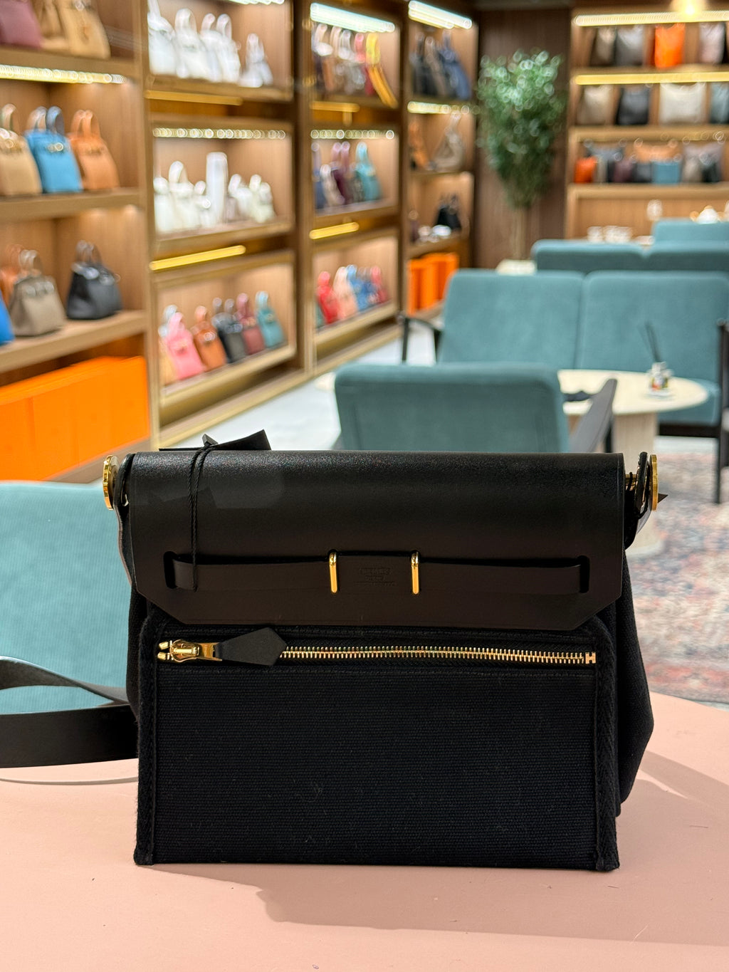 Hermes | Herbag (Mini) – Canvas – Black – Gold Hardware