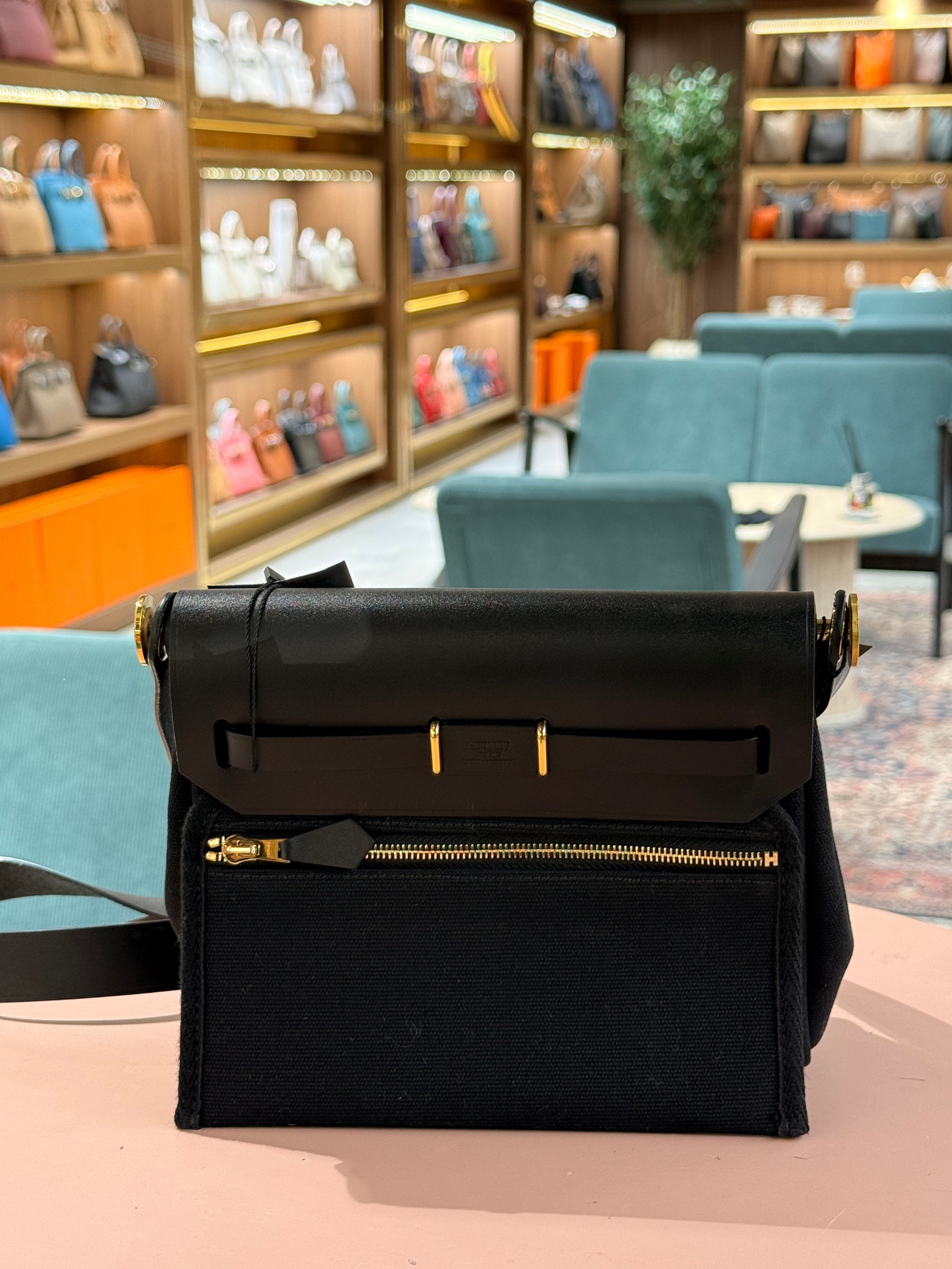 Hermes | Herbag (Mini) – Canvas – Black – Gold Hardware