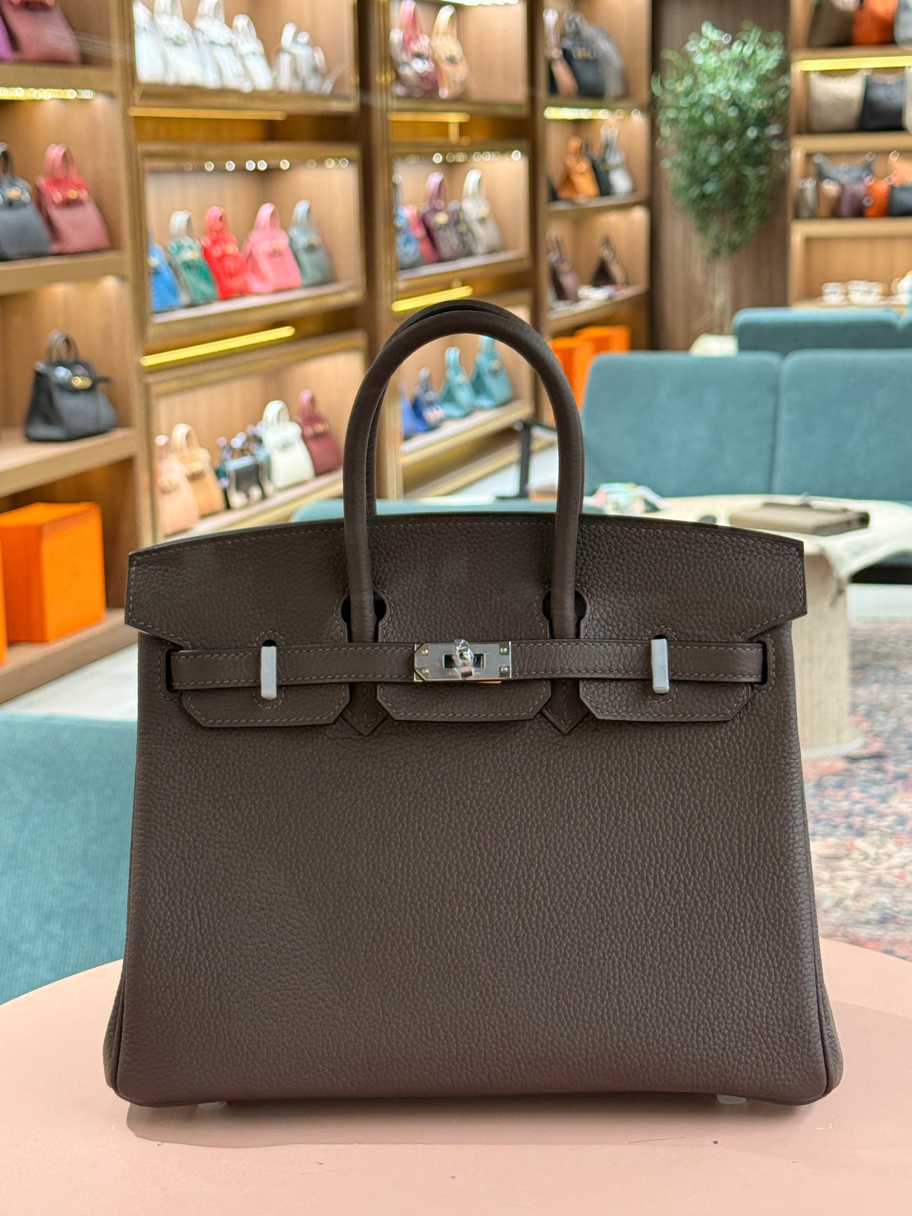 Hermes | Birkin (25) – Togo – Chocolate – Palladium Hardware