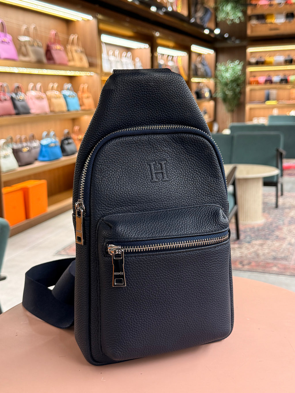 Hermes | Genuine Leather Chest Bag – Leather – Black – Silver Hardware