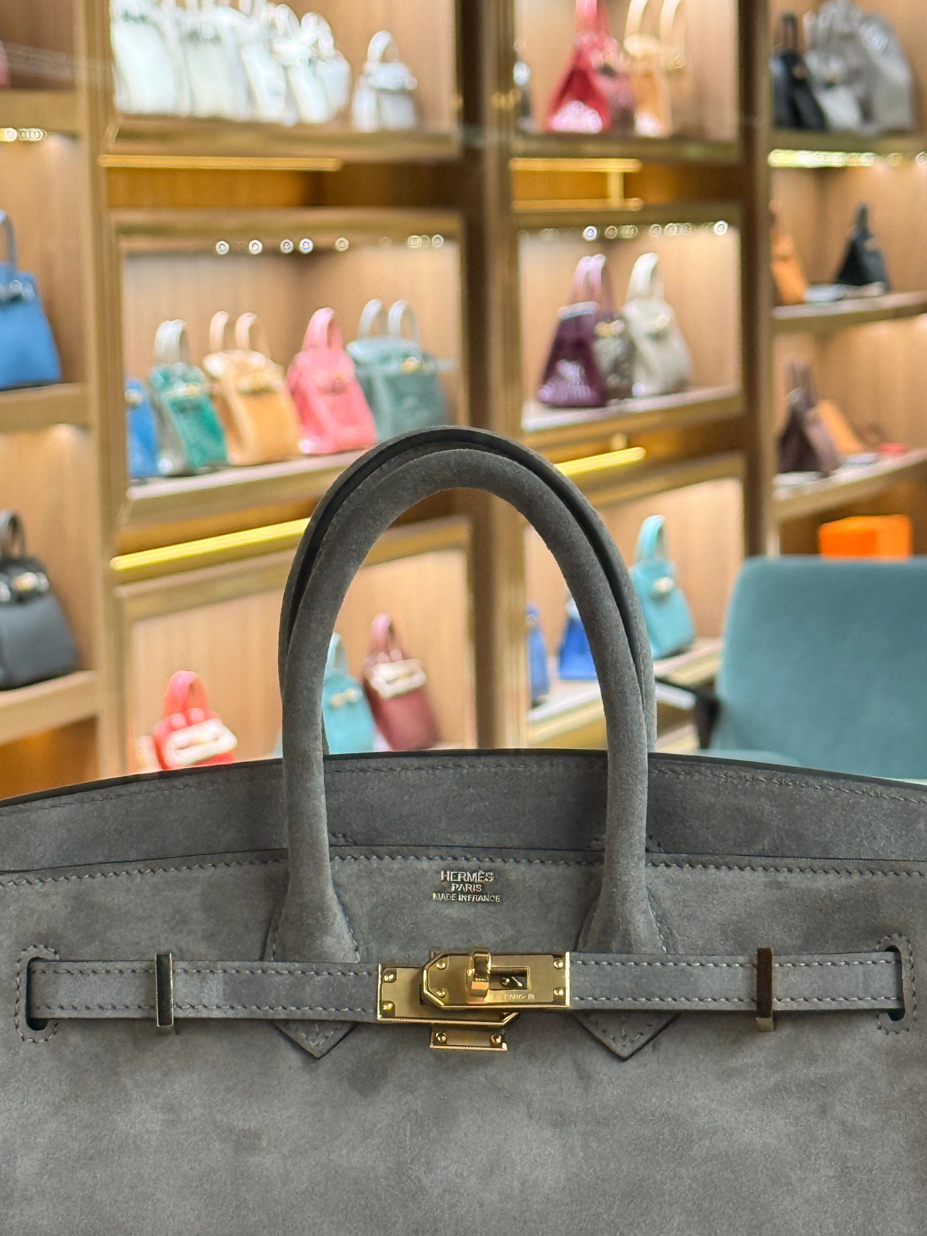 Hermes | Birkin (25) – Suede – Grey – Gold Hardware