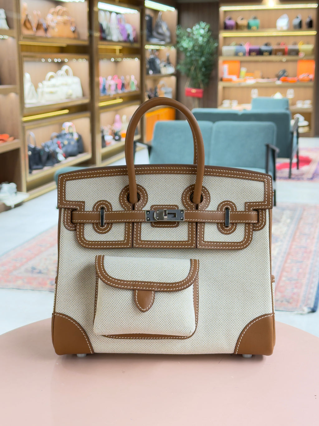 Hermes | Birkin (25) – Canvas – Natural – Gold Hardware