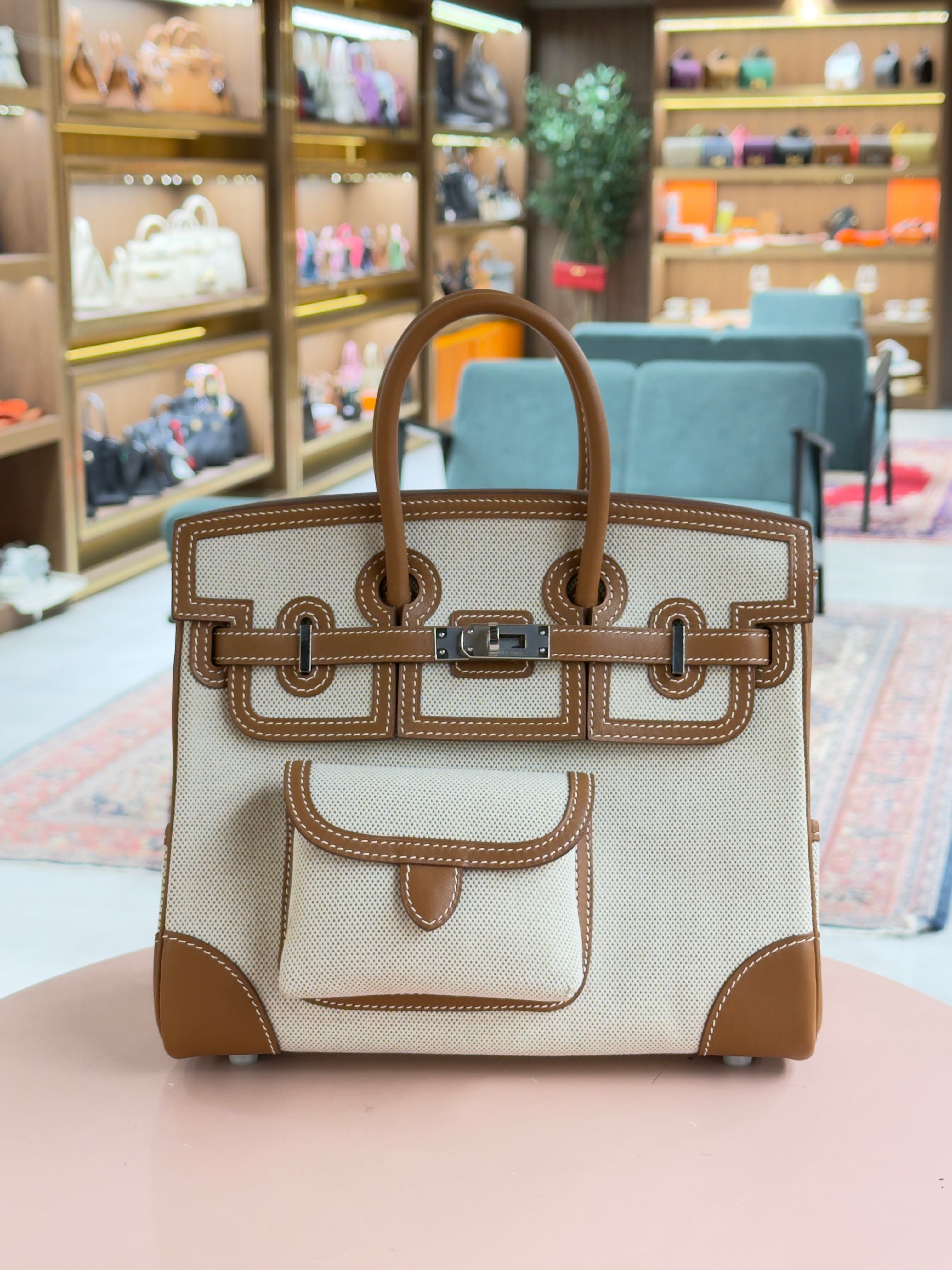 Hermes | Birkin (25) – Canvas – Natural – Gold Hardware