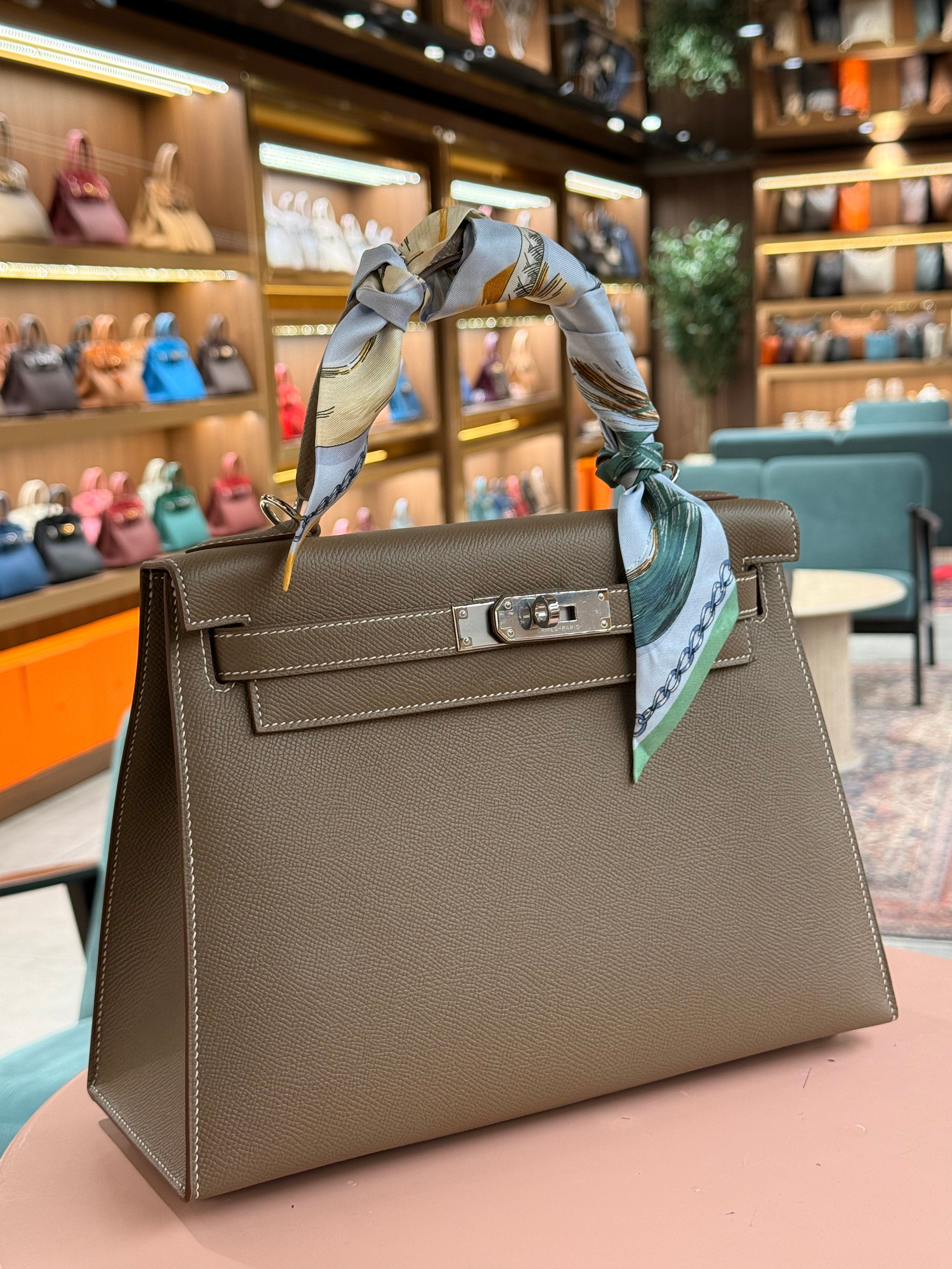 Hermes | Kelly (28) – Epsom – Etoupe – Palladium Hardware