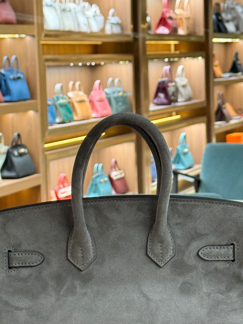 Hermes | Birkin (25) – Suede – Grey – Gold Hardware