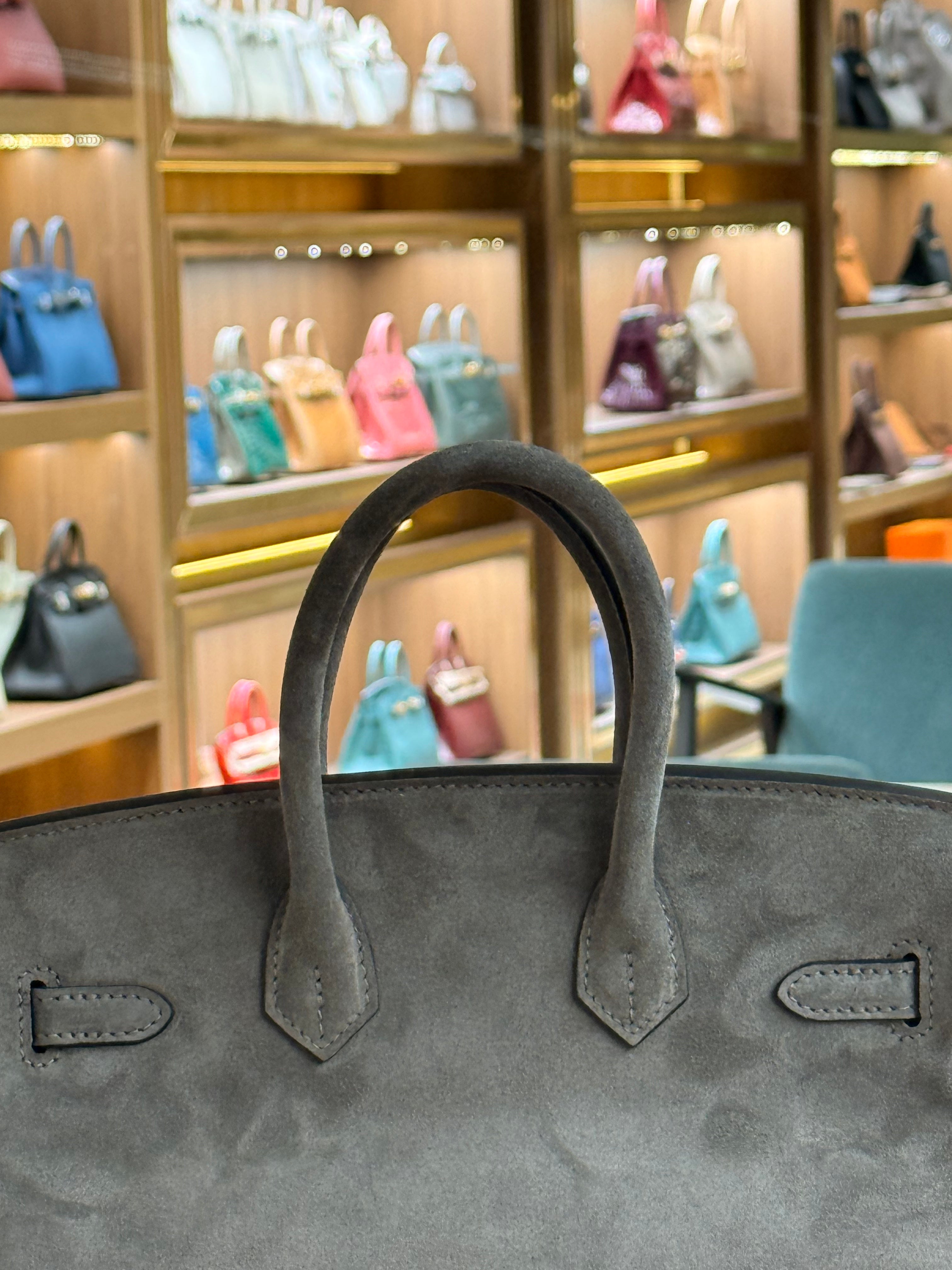 Hermes | Birkin (25) – Suede – Grey – Gold Hardware