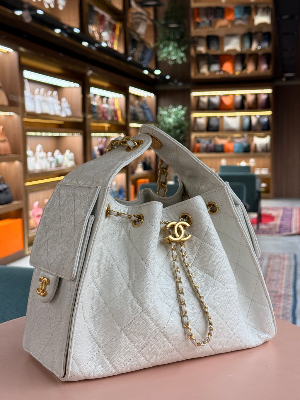 Chanel | Coco Handle (Small) – Caviar Leather – White – Gold Hardware