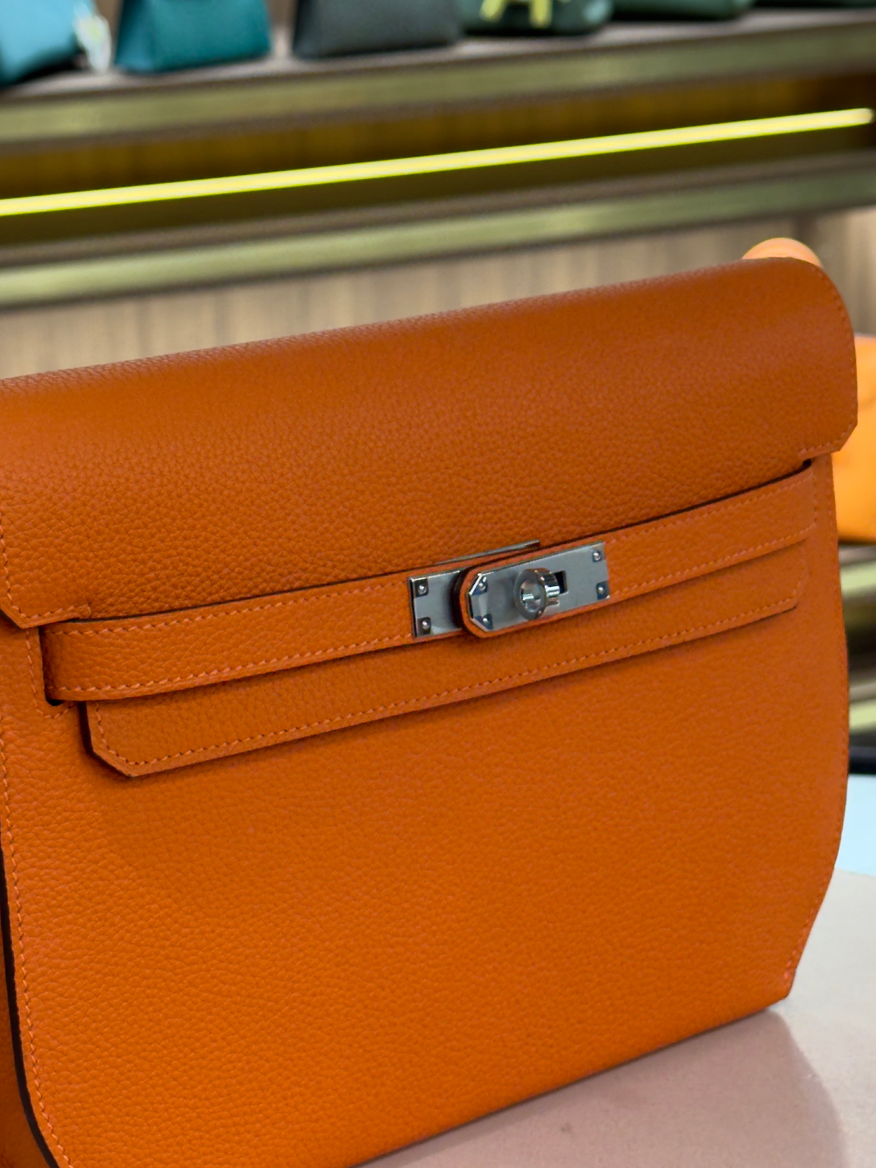 Hermes | Kelly Depeche – Togo – Orange – Palladium Hardware