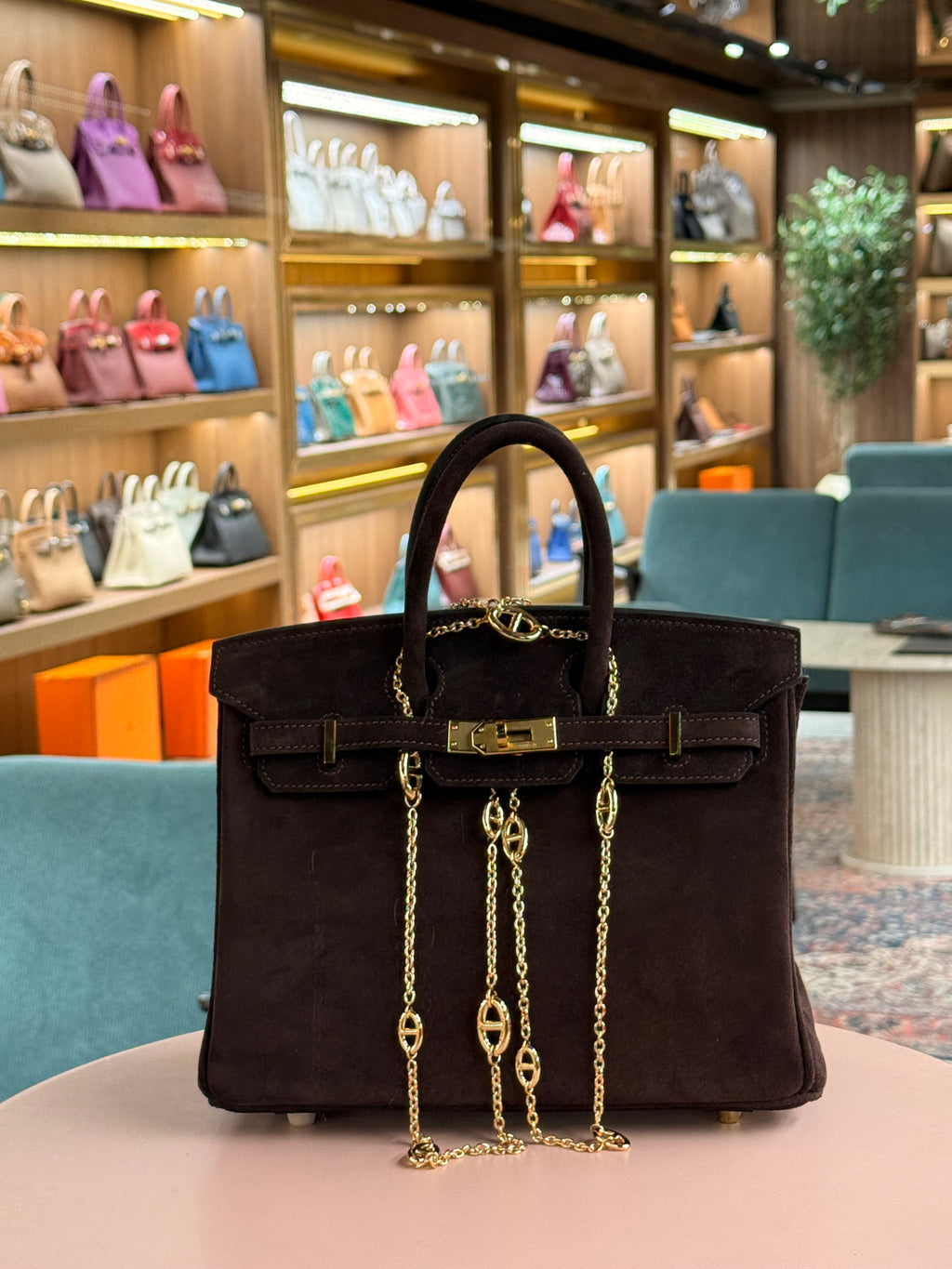 Hermes | Birkin (25) – Suede – Brown – Gold Hardware