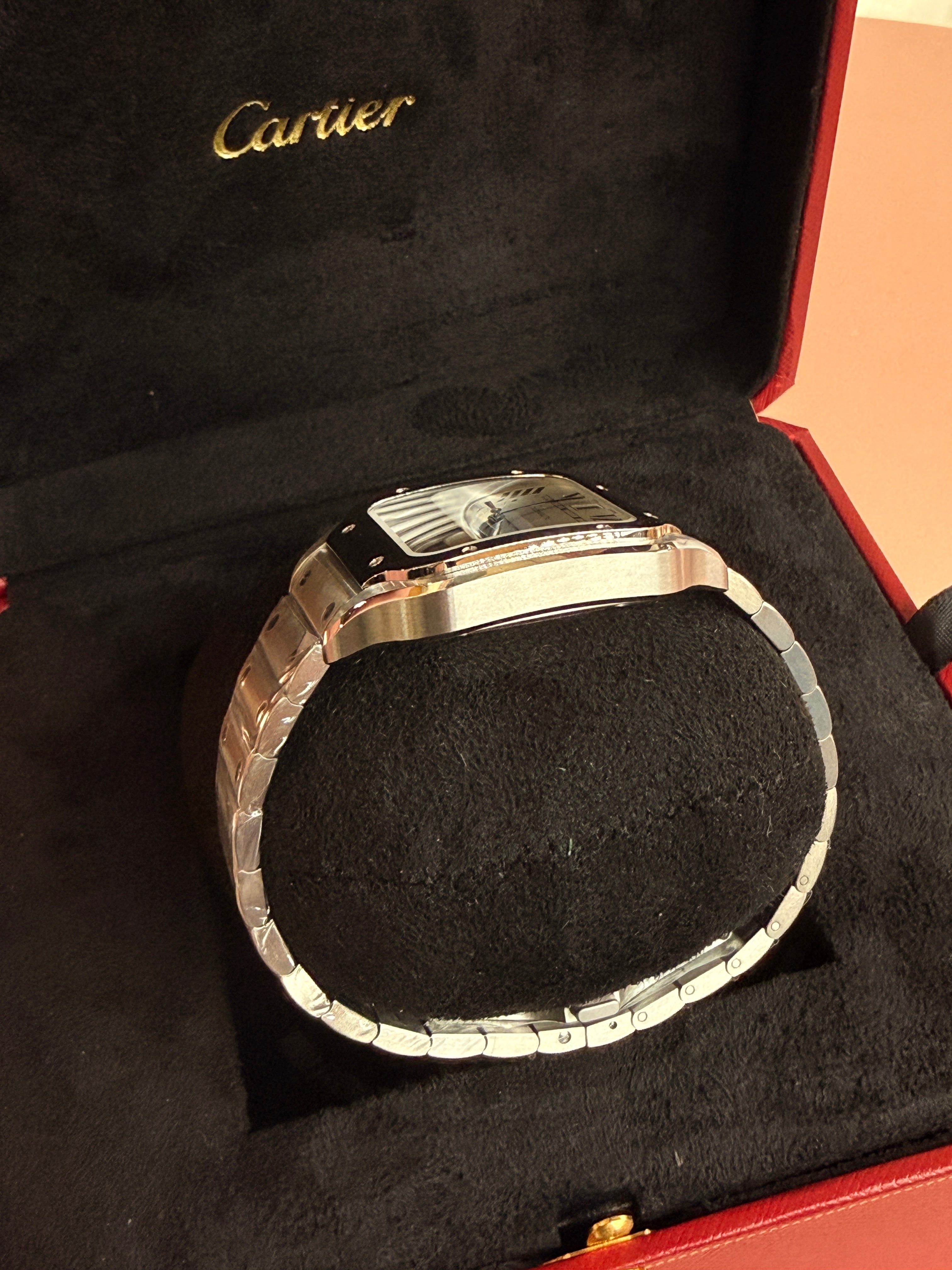 Cartier | Santos Man Watch – Stainless Steel – Silver – Silver Hardware