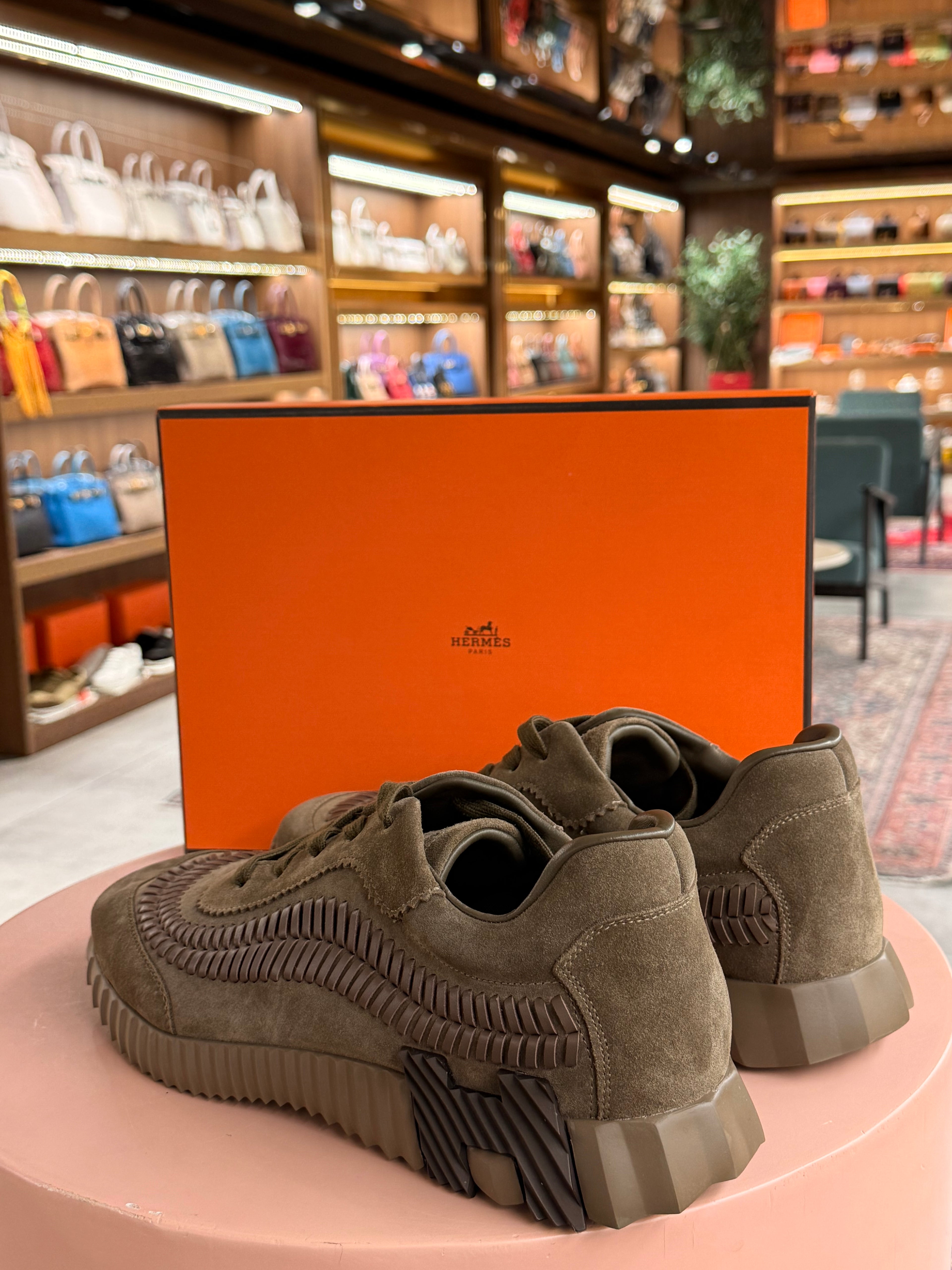 Hermes | Bouncing – Suede – Olive – Brown Hardware