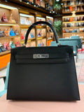 Hermes | Kelly (28) – Epsom – Black – Palladium Hardware