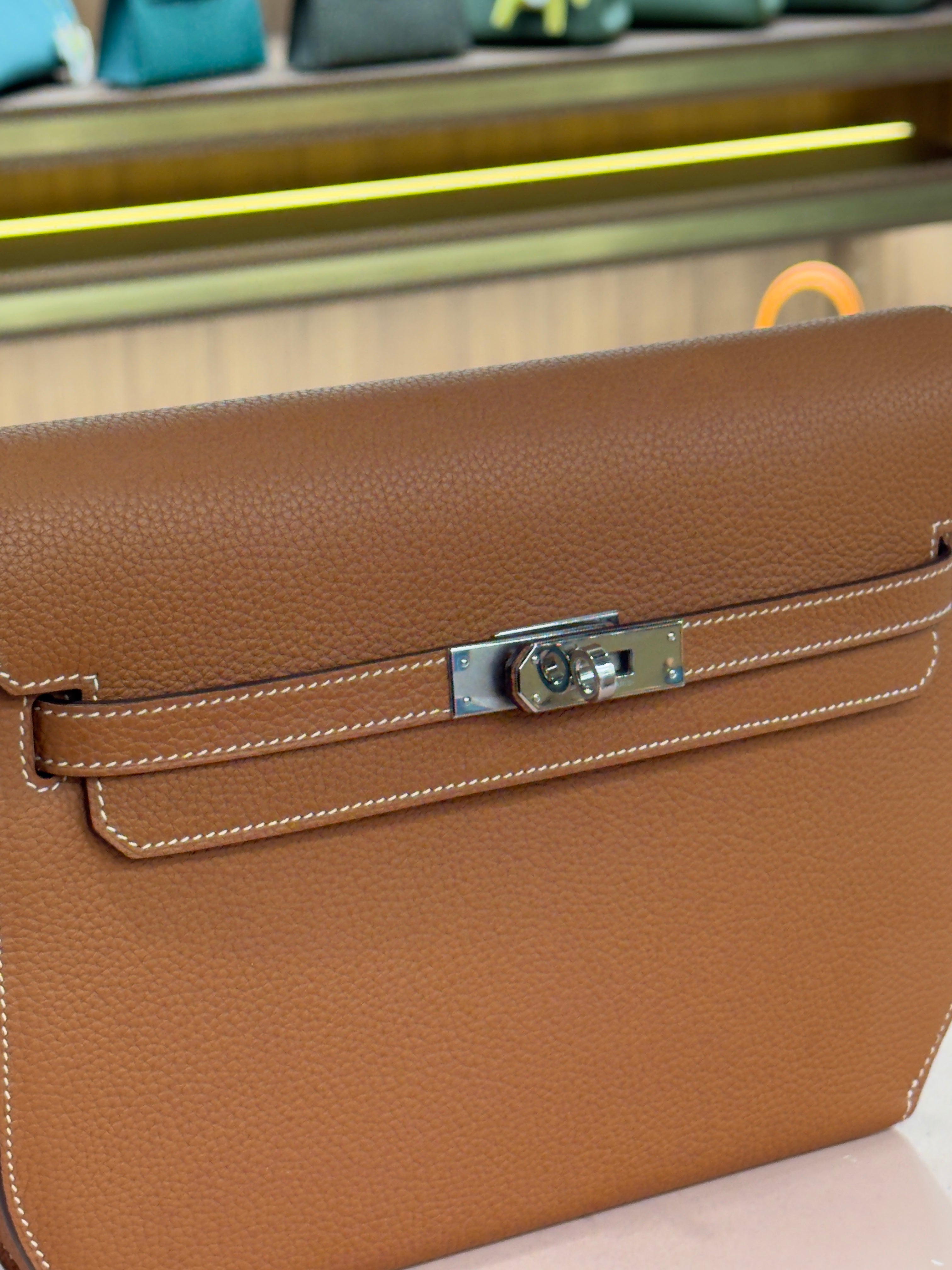 Hermes | Kelly Depeche – Togo – Gold – Silver Hardware