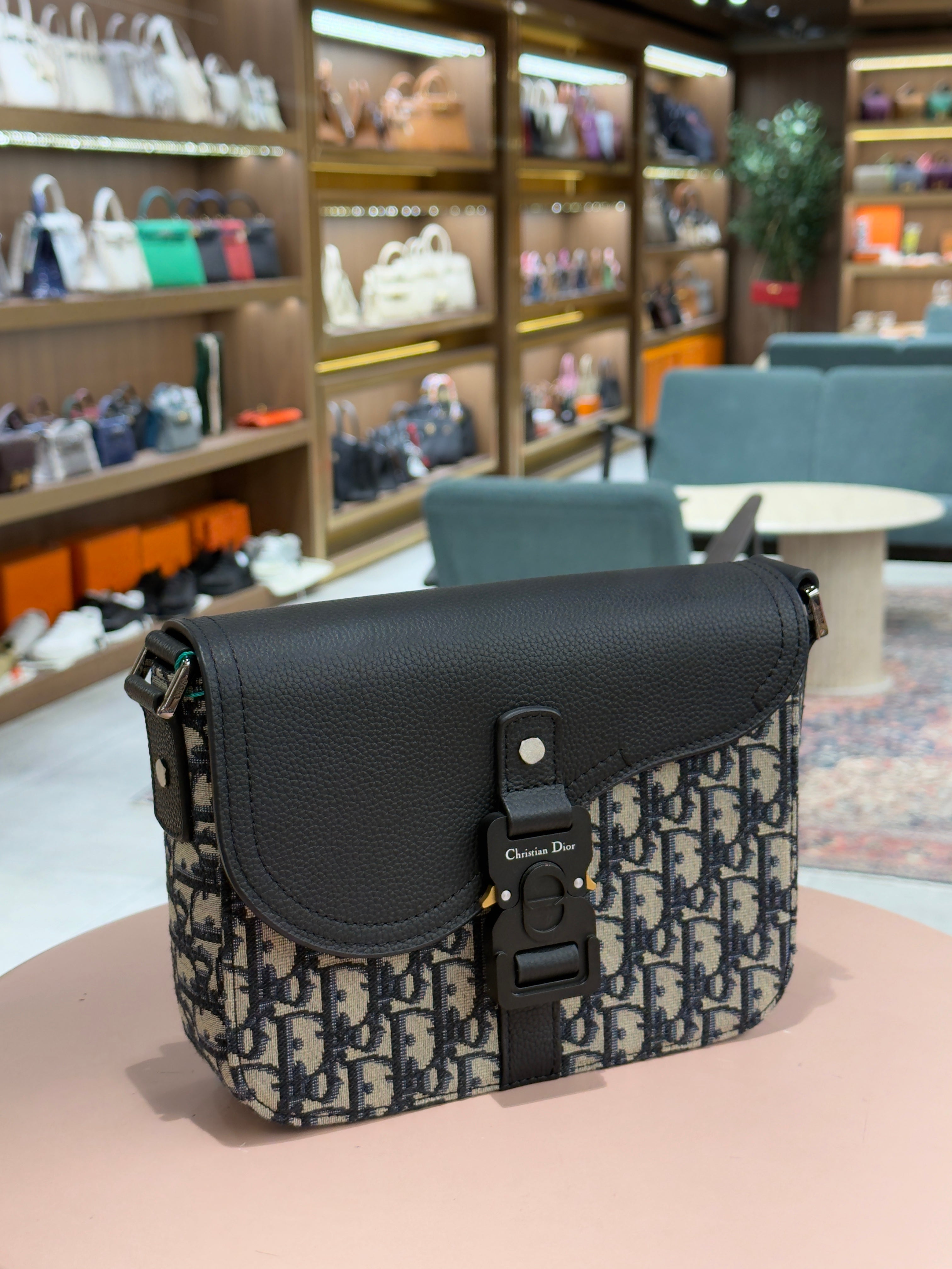 Dior | Saddle Messenger Bag (20) – Canvas – Navy Blue – Gold Hardware
