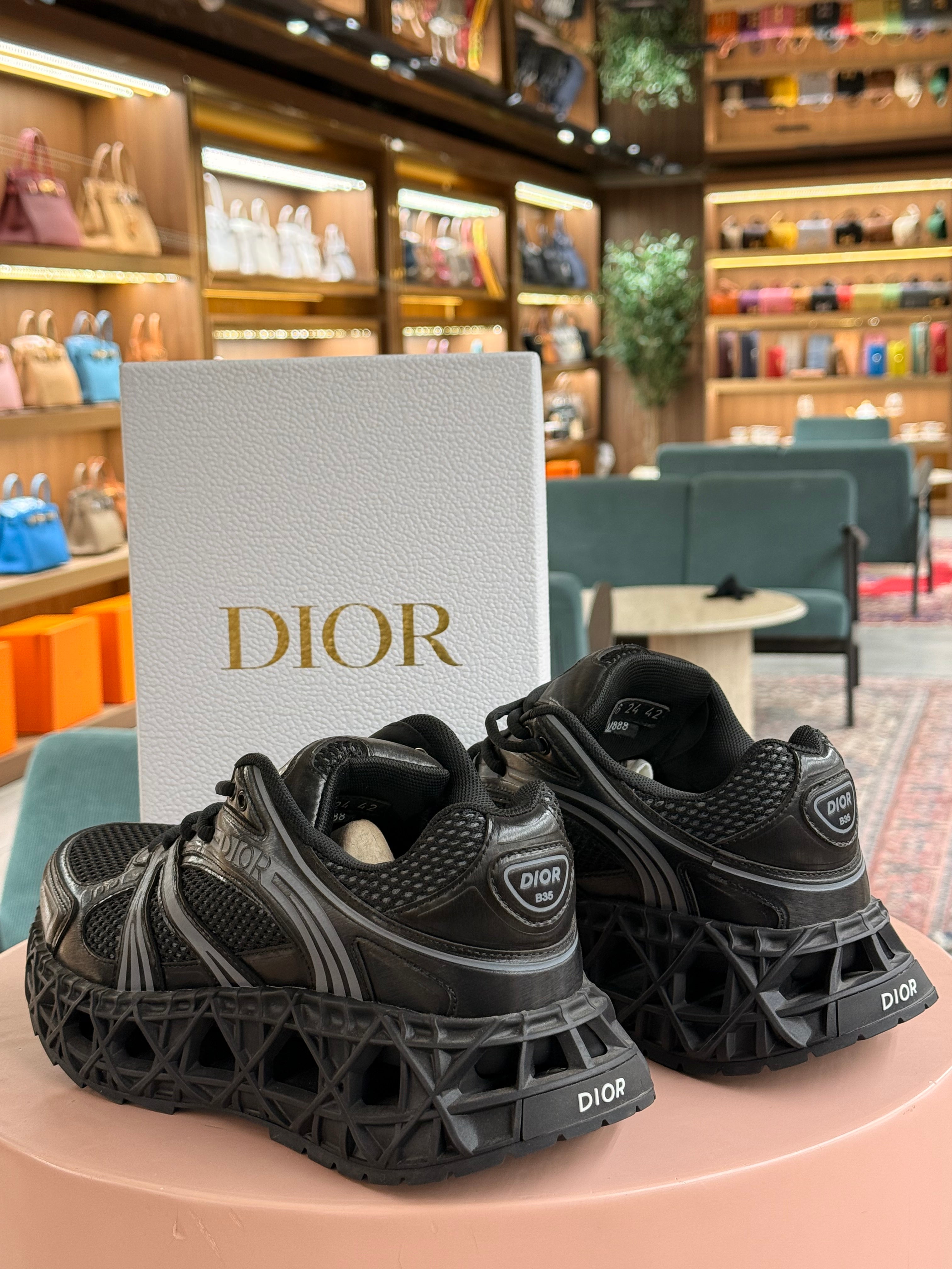 Dior | B23 High-Top Sneakers – Mesh and Rubber – Black – Black Hardware