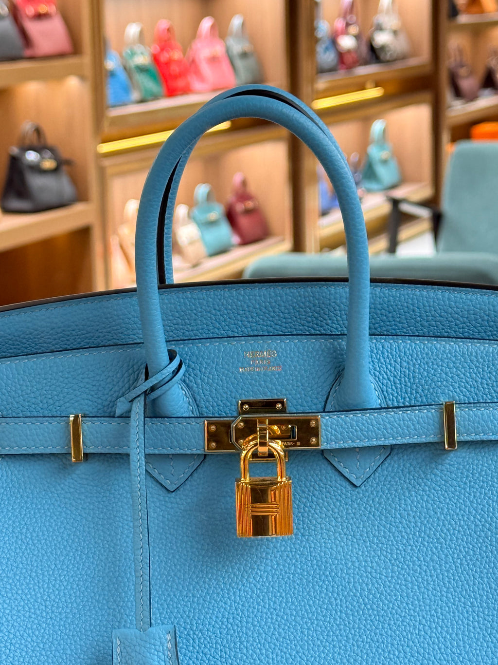 Hermes | Birkin (25) – Togo – Bleu Brume – Gold Hardware