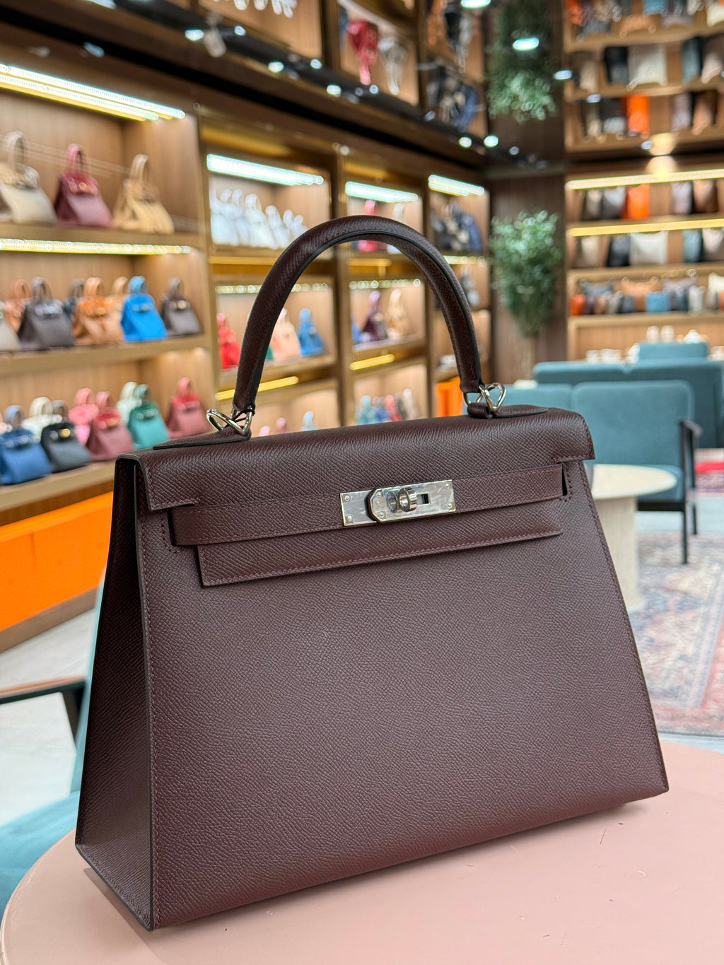 Hermes | Kelly (28) – Epsom – Bordeaux – Palladium Hardware
