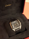 Cartier | Santos Man Watch – Stainless Steel – Black – Silver Hardware