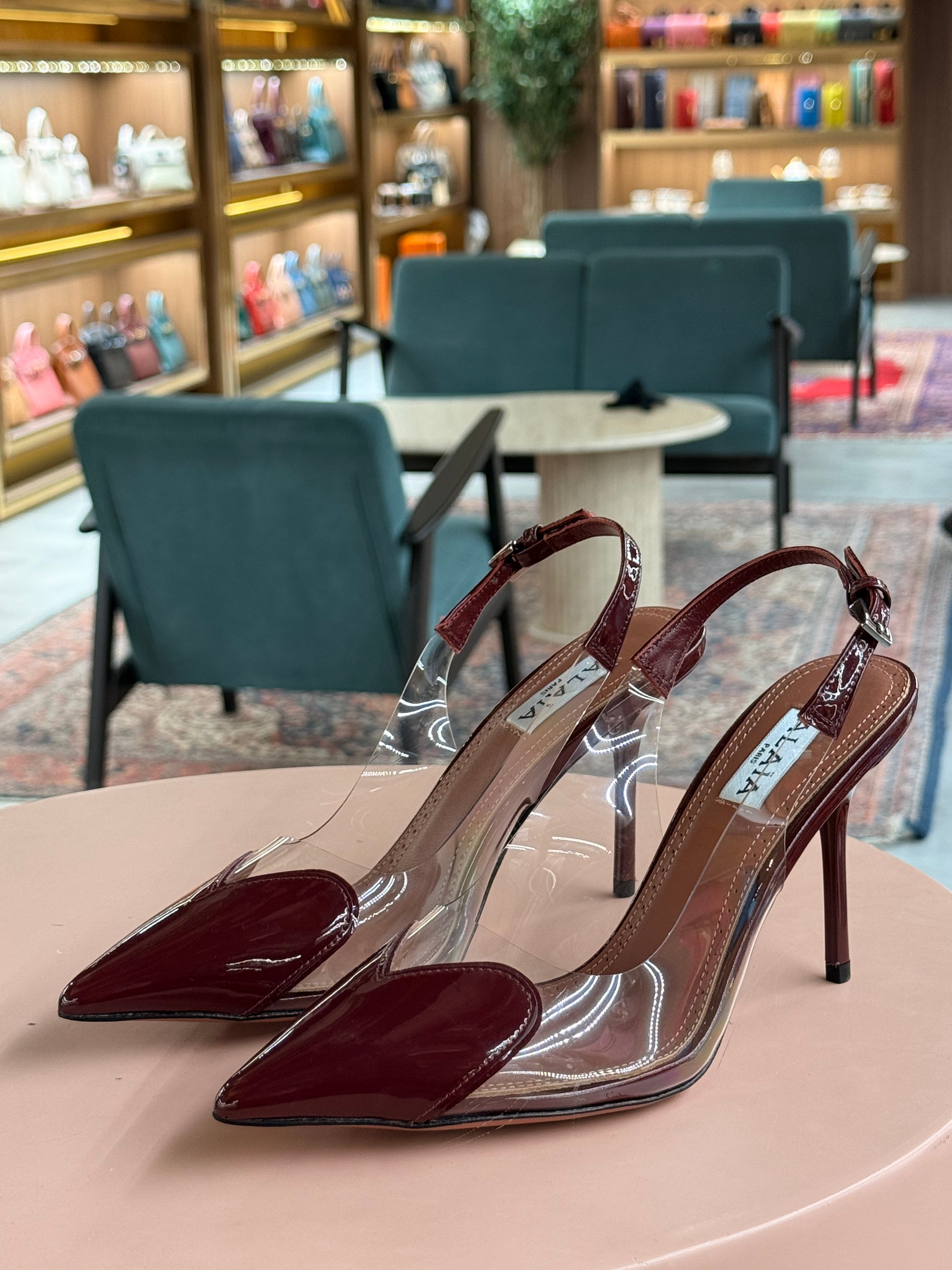 LE-CŒUR | Mules in Patent Leather – Patent Leather – Burgundy – Silver Hardware
