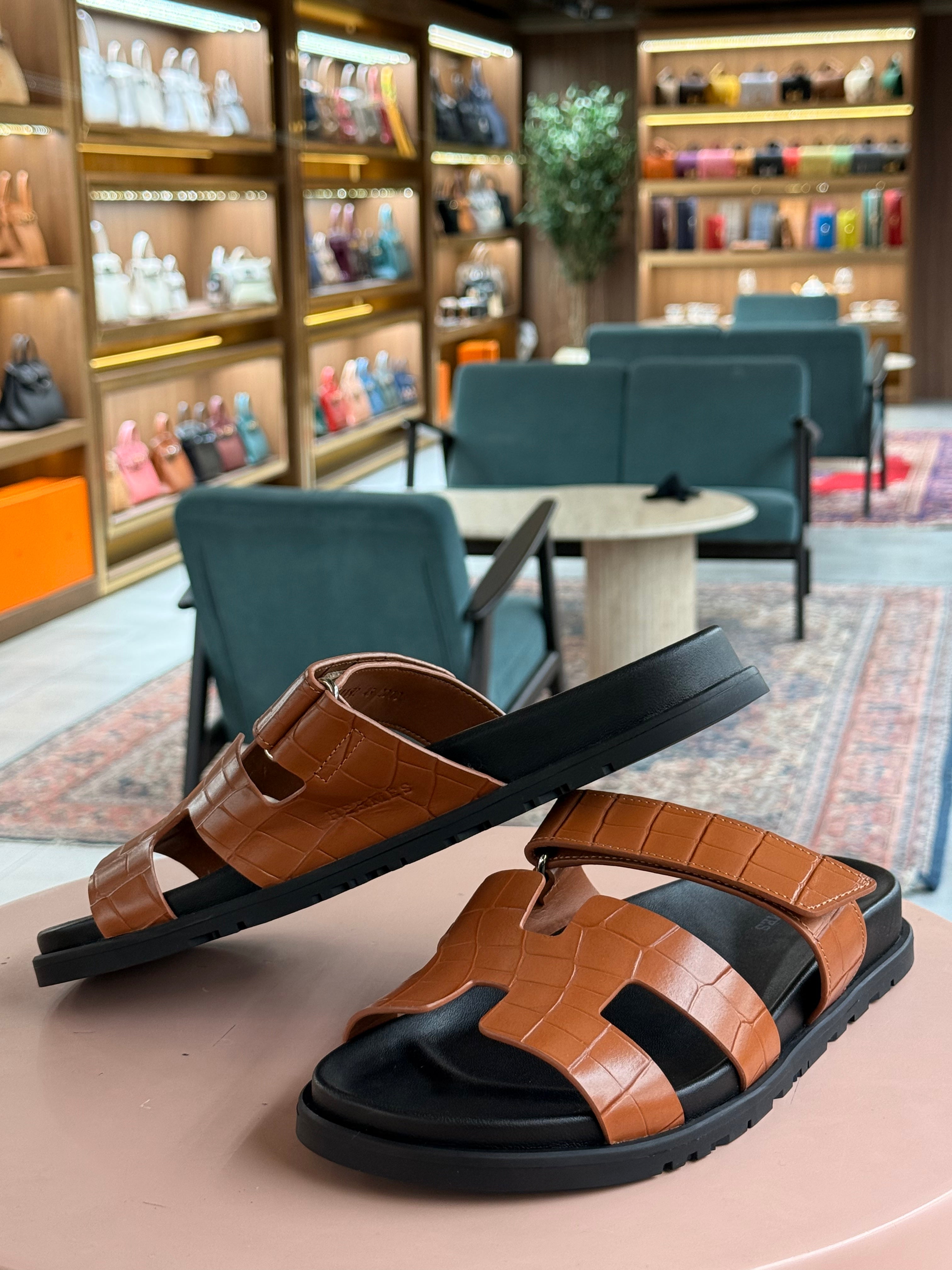 Hermes | Chypre-Sandal – Leather – Brown – Silver Hardware