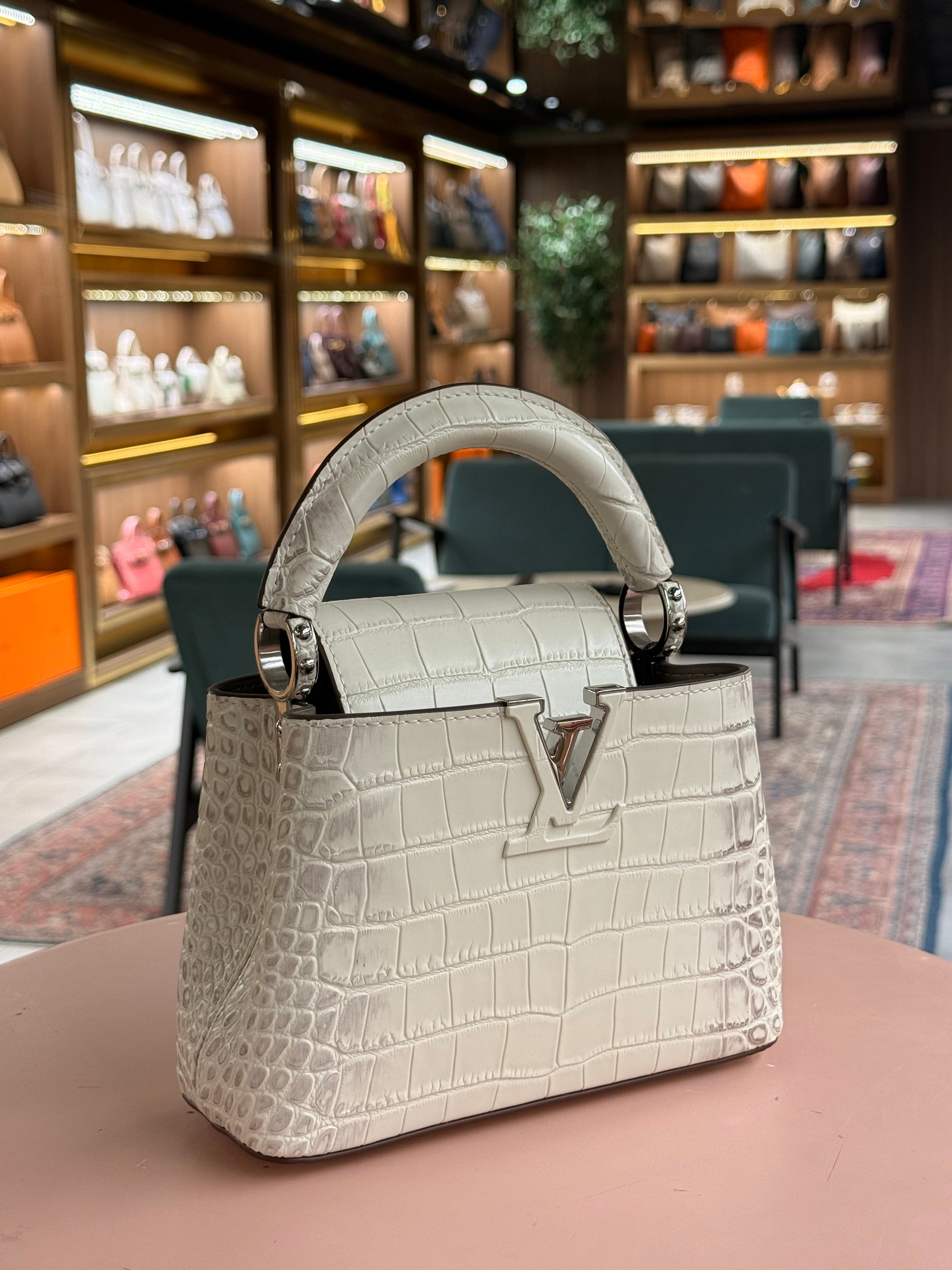 Louis Vuitton | Capucines (Mini) – Crocodile Leather – Cream – Silver Hardware