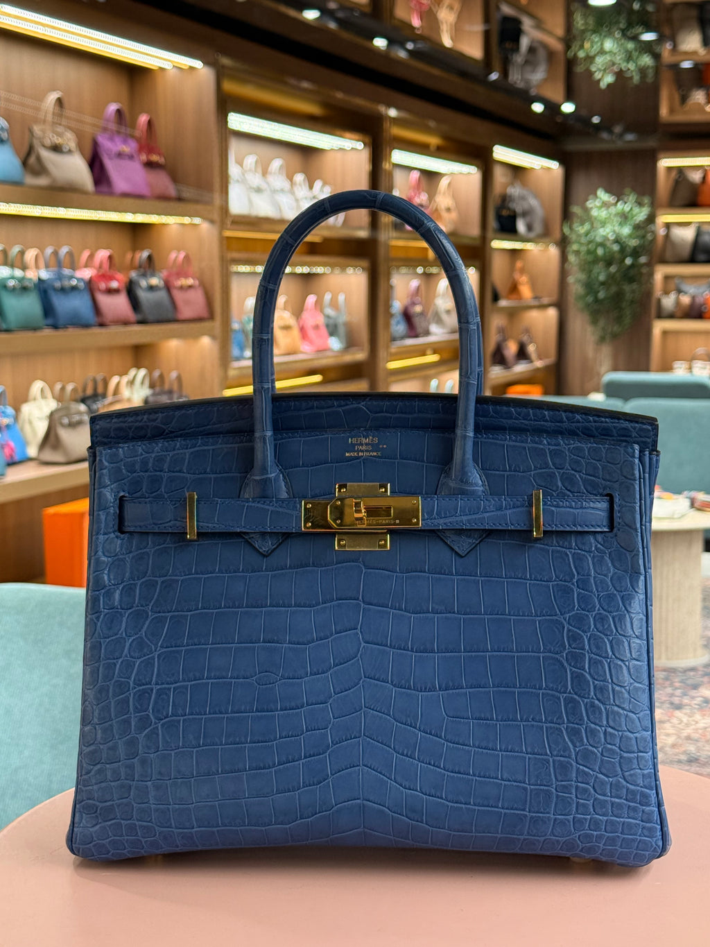 Hermes | Birkin (30) – Crocodile – Blue – Gold Hardware
