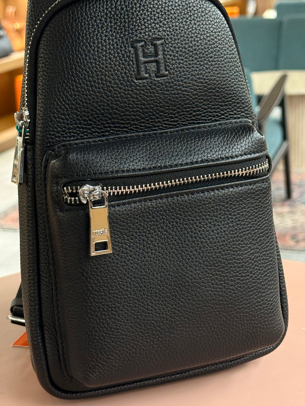 Hermes | Genuine Leather Chest Bag – Leather – Black – Silver Hardware