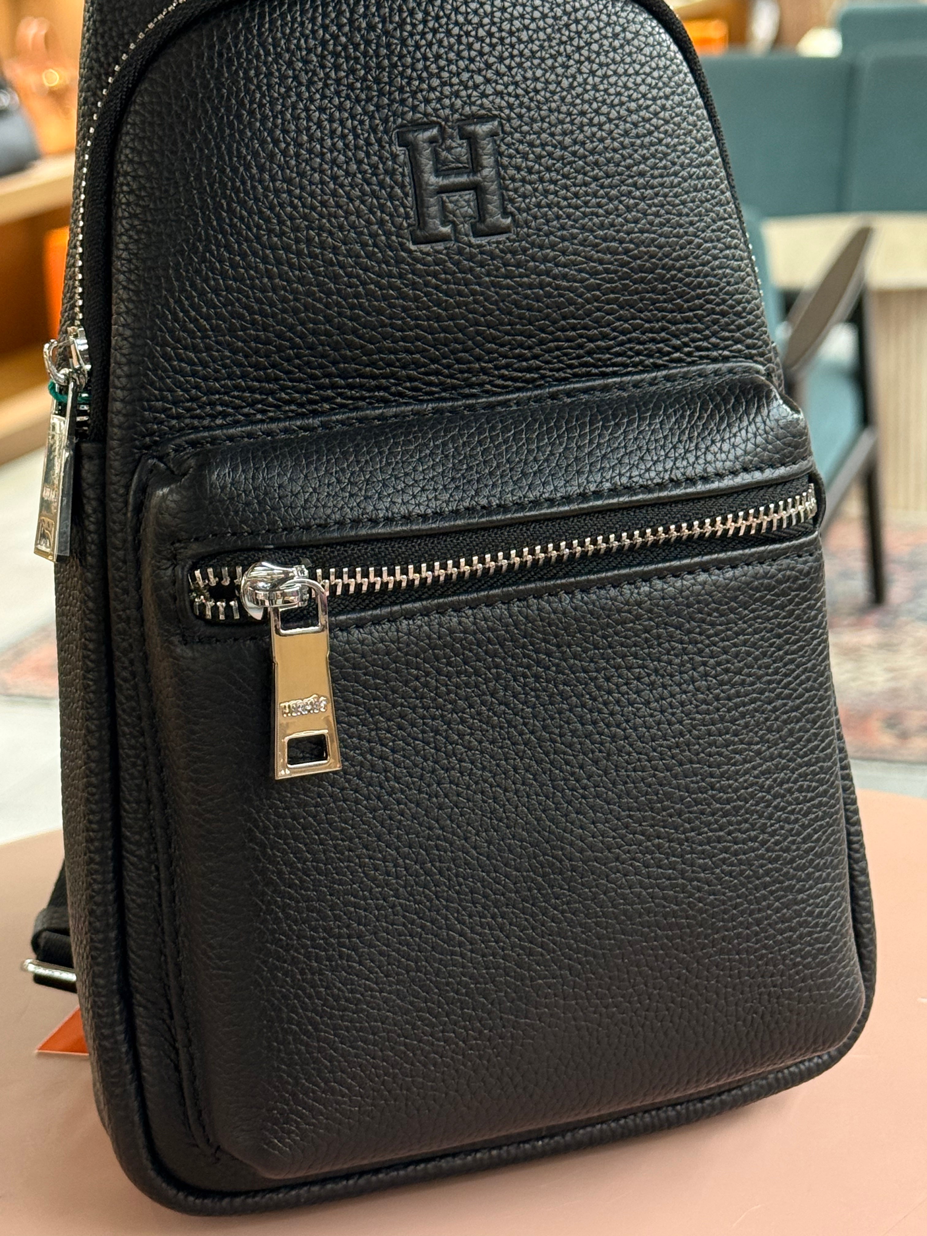Hermes | Genuine Leather Chest Bag – Leather – Black – Silver Hardware