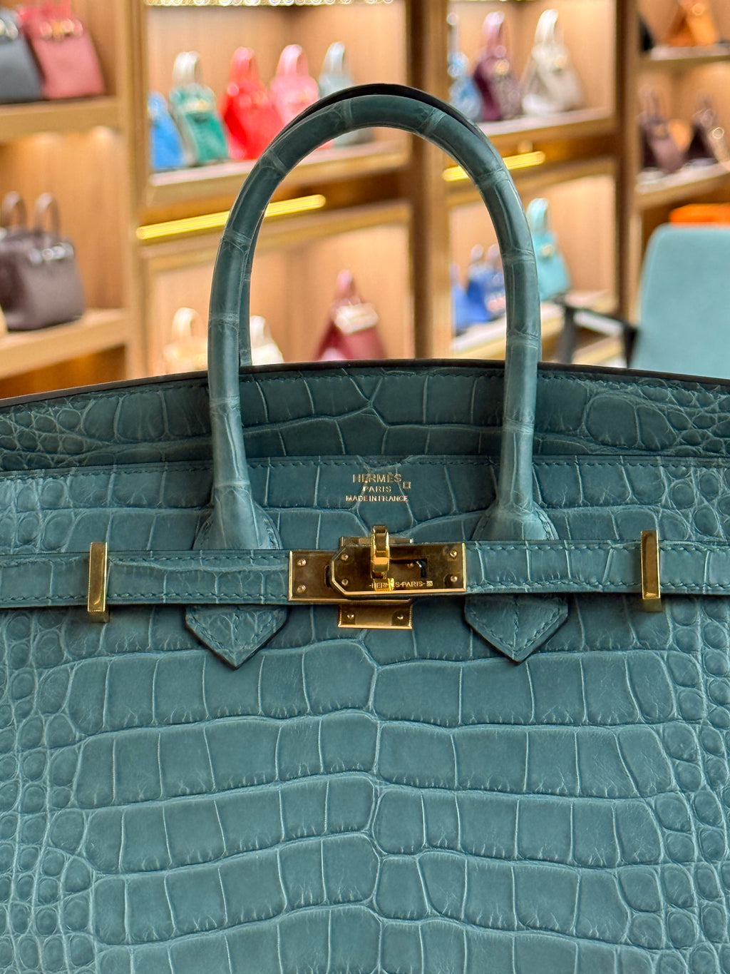 Hermes | Birkin (25) – Crocodile – Bleu Brume – Gold Hardware